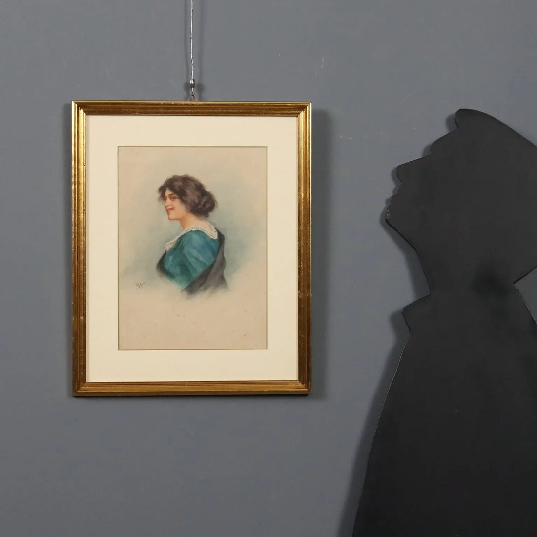 Modern Painting Female Portrait Signed V. Migliaro Watercolor 800 - Female Portrait | Art | 20th Century