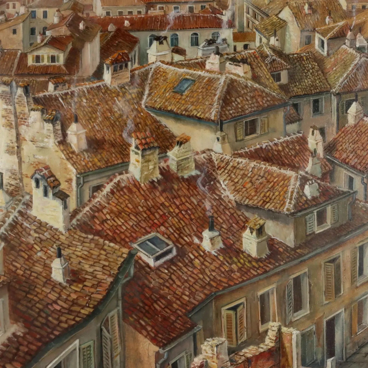 Modern Painting Signed Aldo Bressanuti City View XX Century - City View | Art | 20th Century