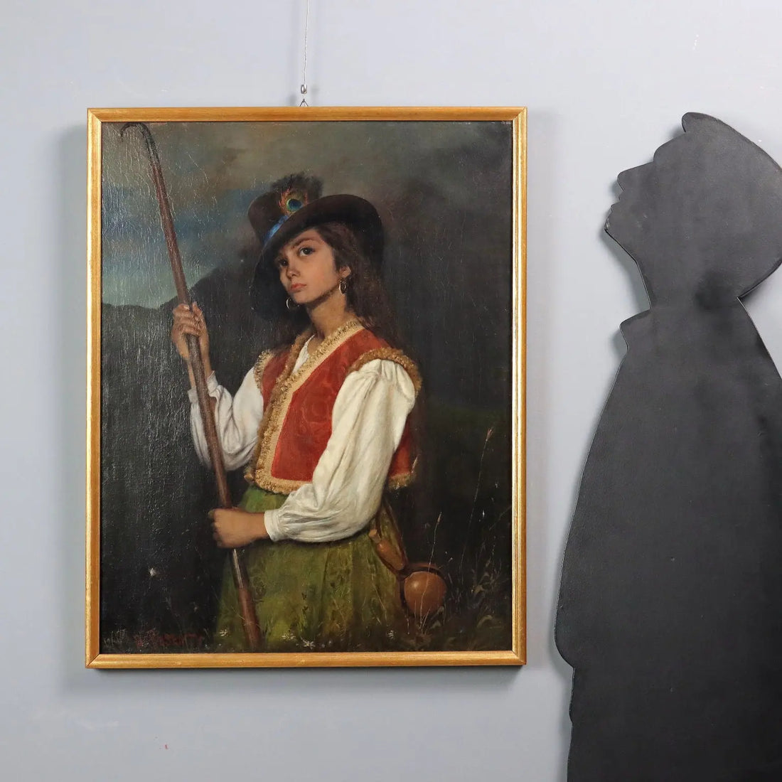 Modern Painting Signed Domenico Pesenti Oil on Canvas XIX Century - The Shepherdess | Art | 20th Century