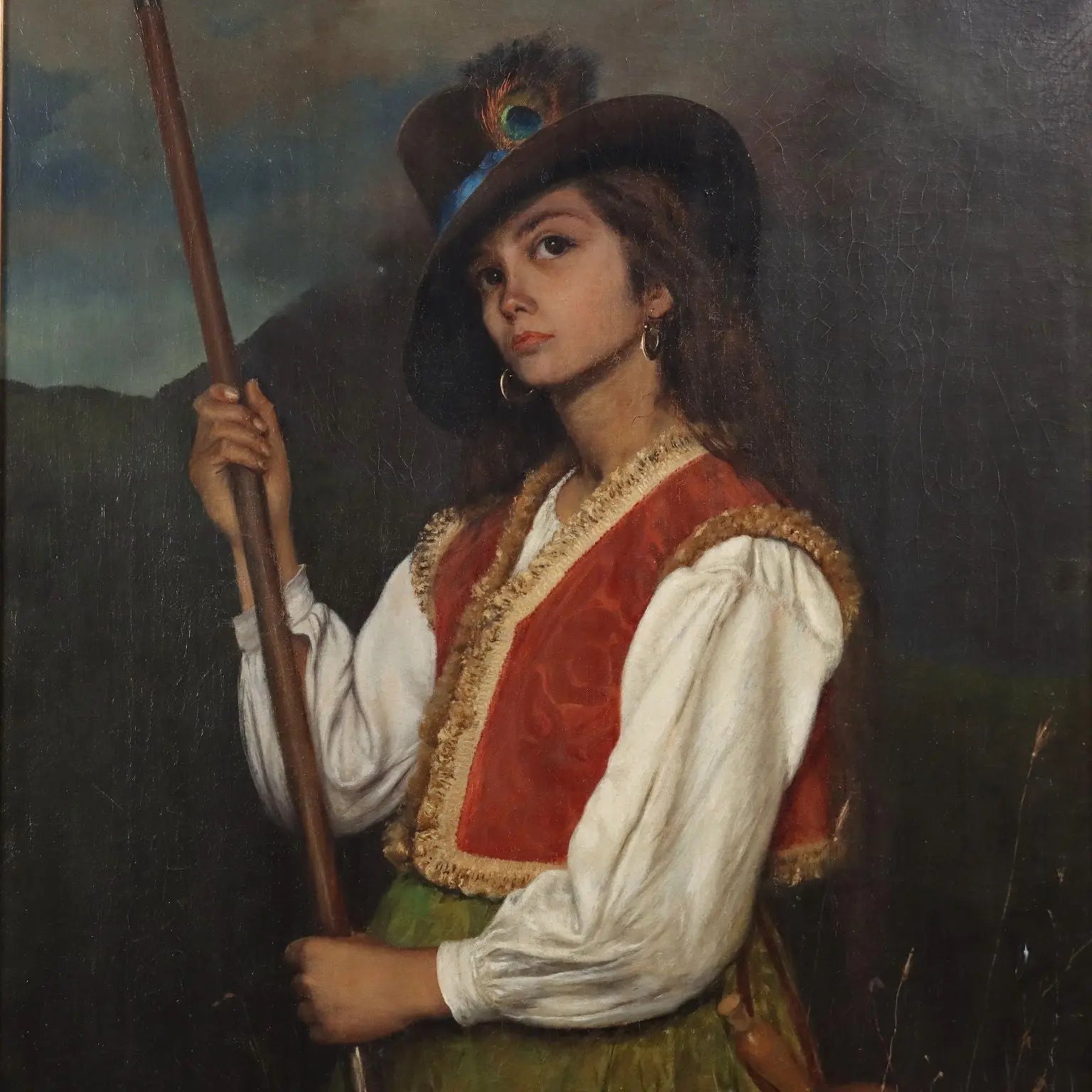 Modern Painting Signed Domenico Pesenti Oil on Canvas XIX Century - The Shepherdess | Art | 20th Century