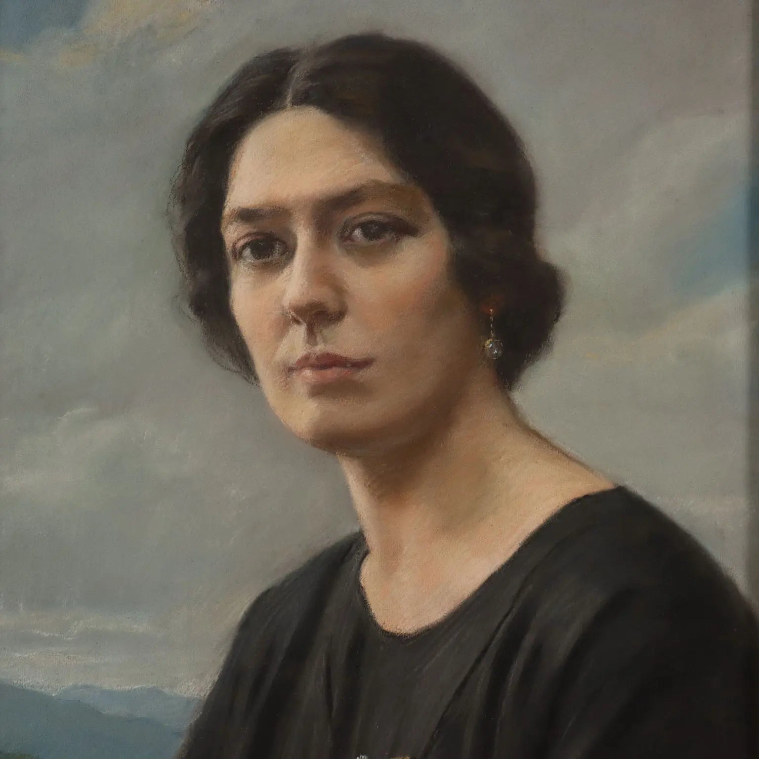 Modern Painting Signed Piero Galanti Crayons on Cardboard '900 - Portrait of a Lady | Art | 20th Century