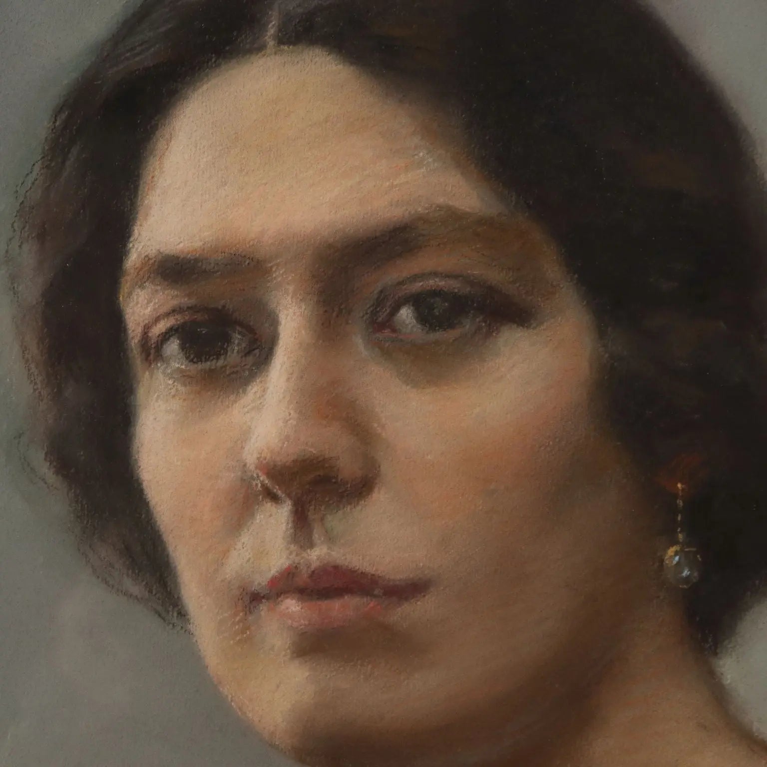Modern Painting Signed Piero Galanti Crayons on Cardboard '900 - Portrait of a Lady | Art | 20th Century