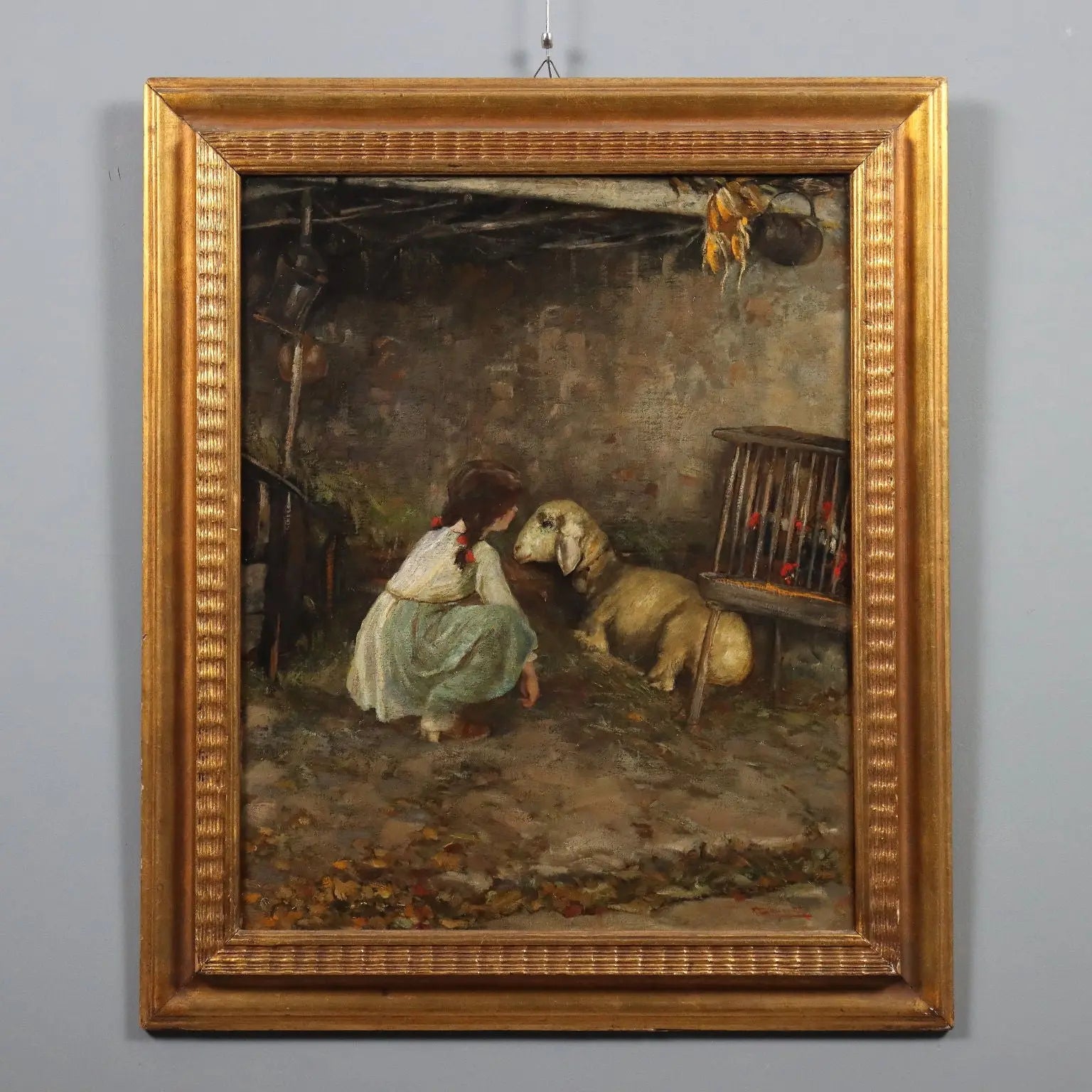 Modern Painting Signed Cesare Laurenti The Little Girl and the Sheep - The Little Girl and the Sheep | Art | 20th Century
