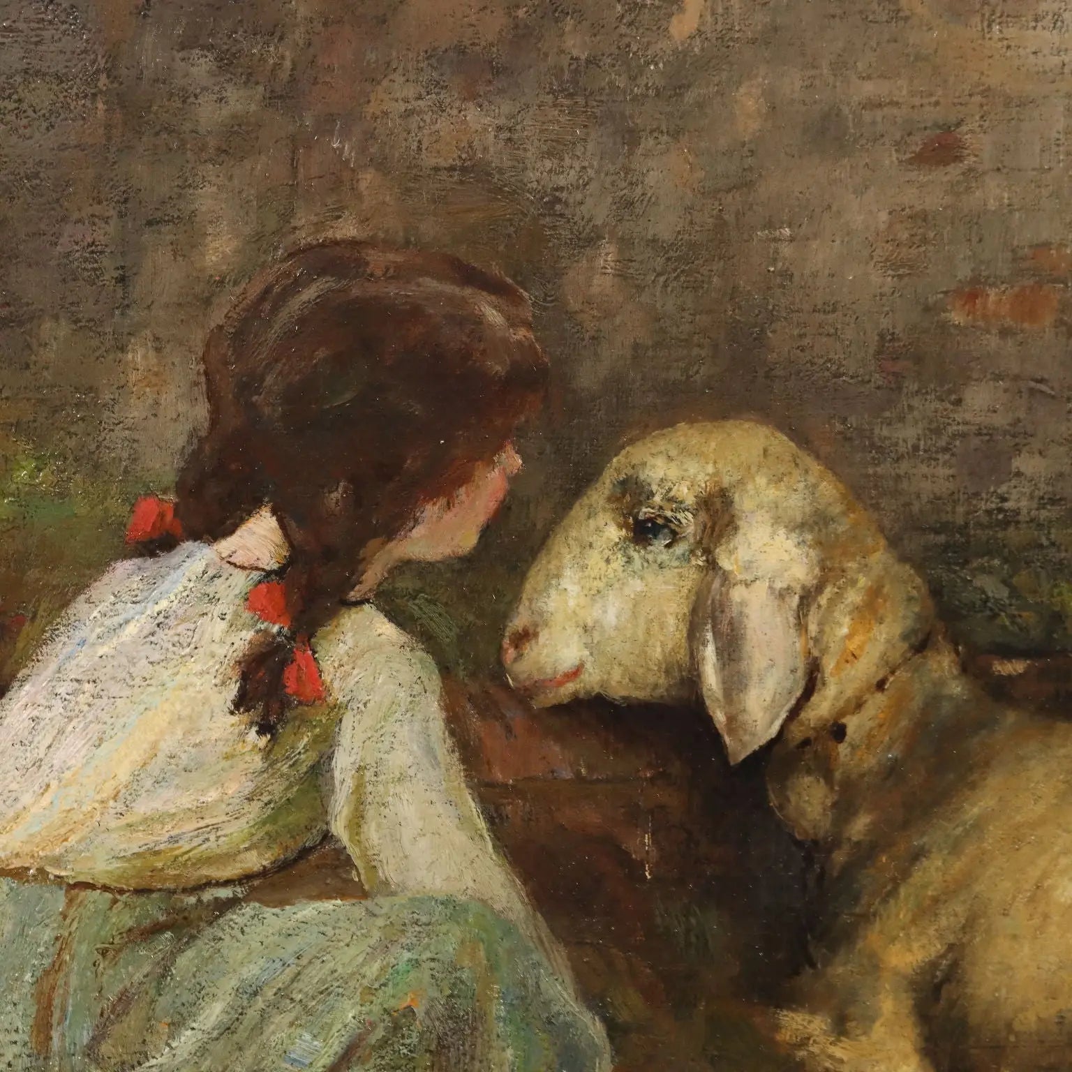 Modern Painting Signed Cesare Laurenti The Little Girl and the Sheep - The Little Girl and the Sheep | Art | 20th Century