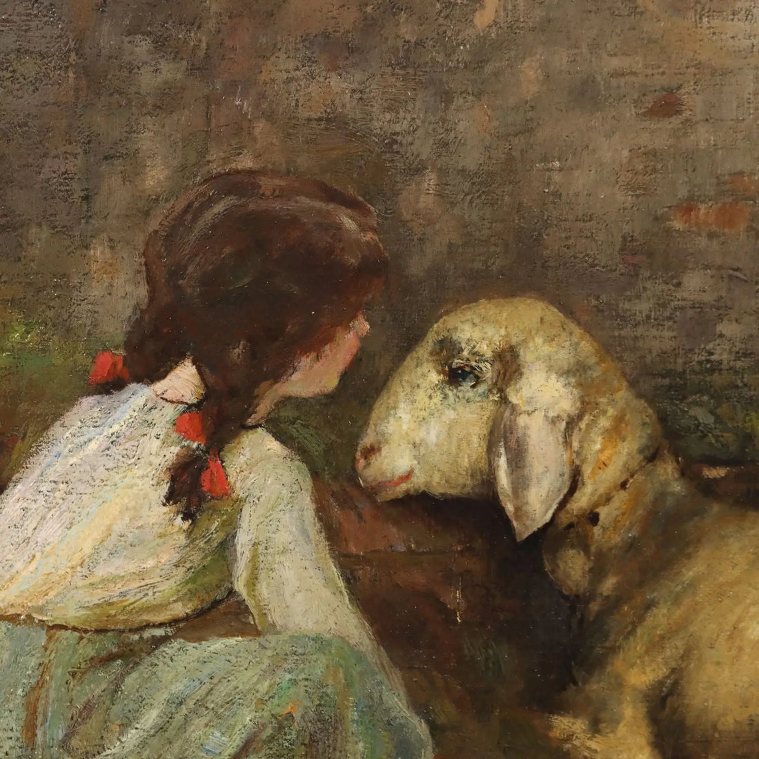 Modern Painting Signed Cesare Laurenti The Little Girl and the Sheep - The Little Girl and the Sheep | Art | 20th Century