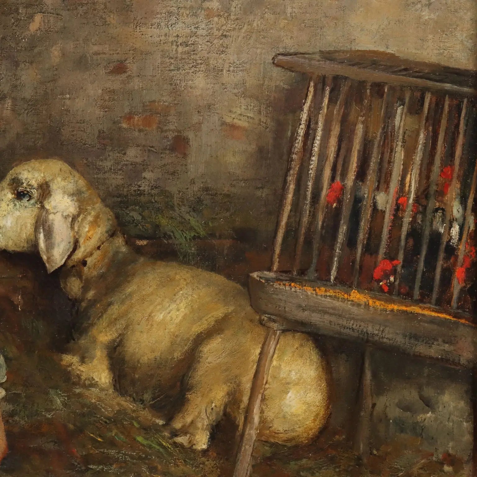 Modern Painting Signed Cesare Laurenti The Little Girl and the Sheep - The Little Girl and the Sheep | Art | 20th Century