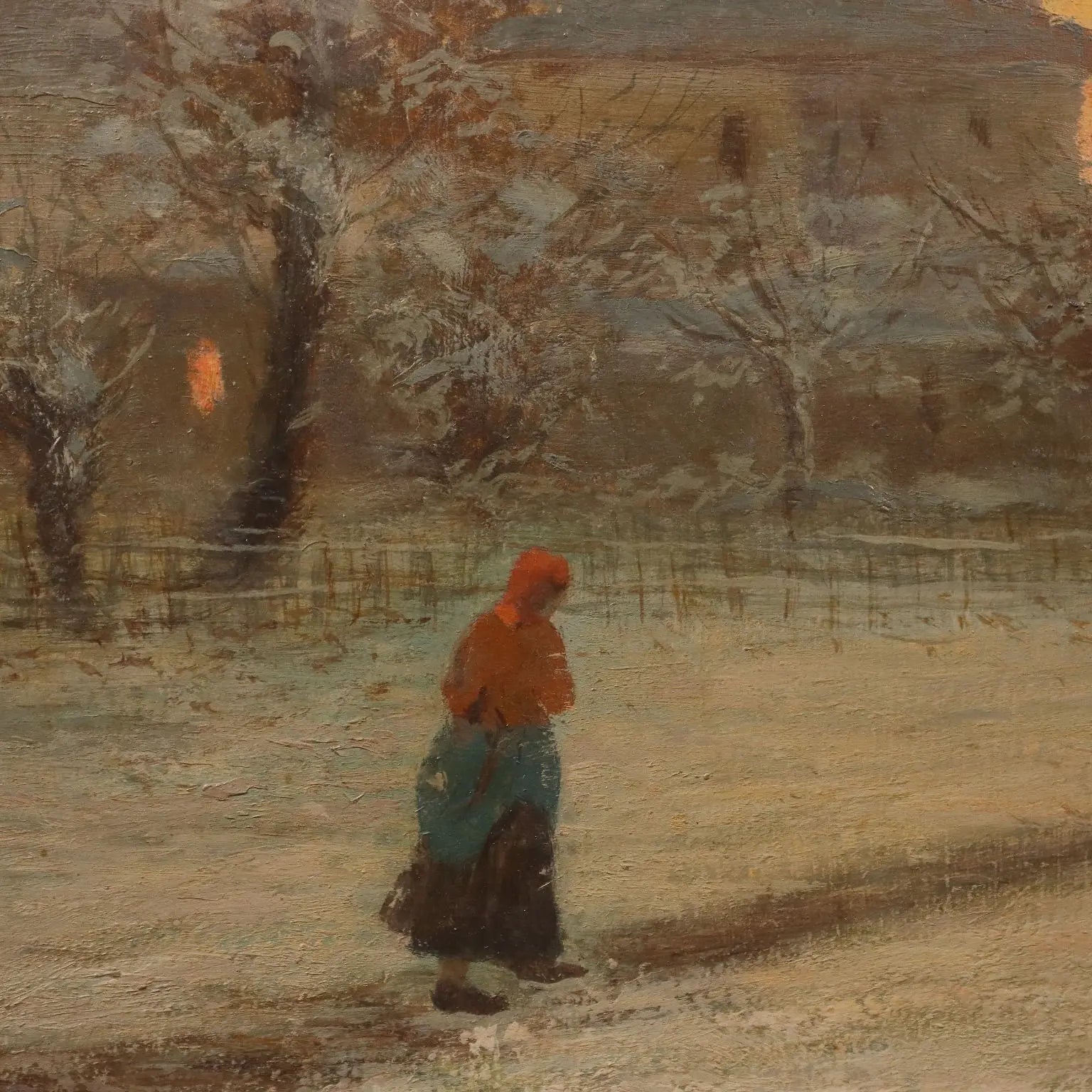 Modern Painting Signed Ugo Gheduzzi View of the Village XX Century - View of the Village at Sunset | Art | 20th Century