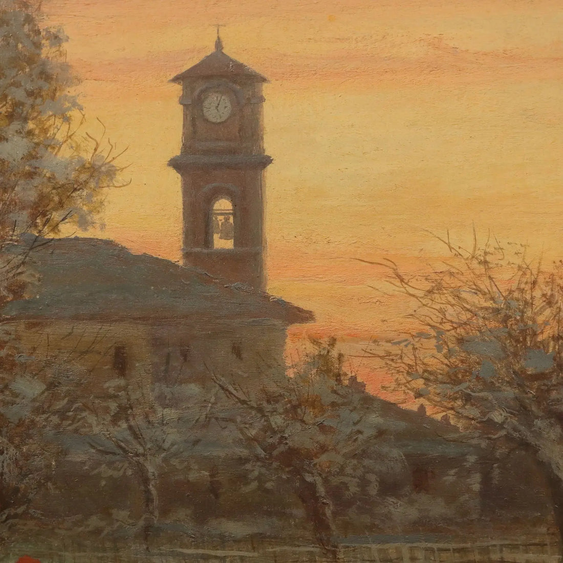 Modern Painting Signed Ugo Gheduzzi View of the Village XX Century - View of the Village at Sunset | Art | 20th Century
