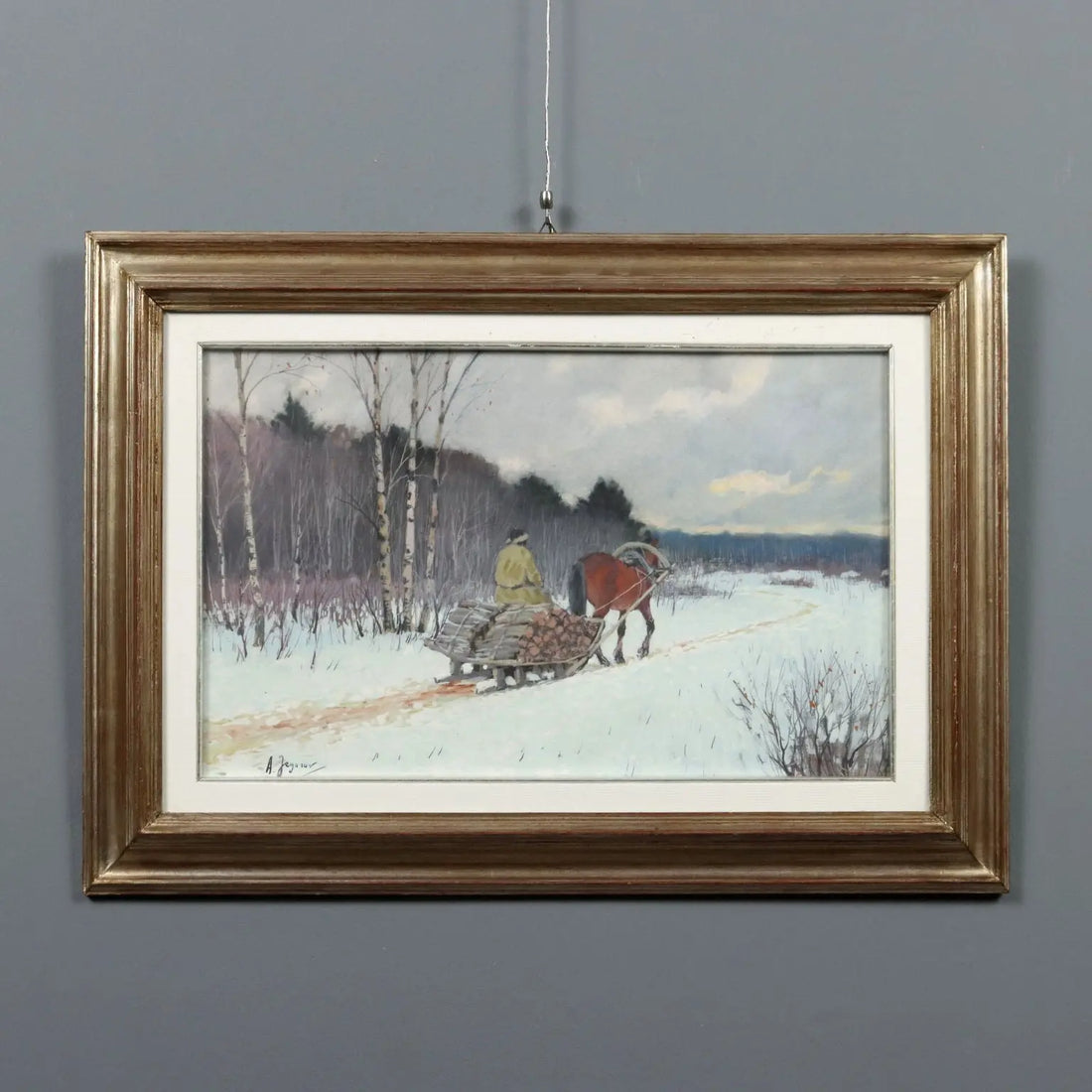 Modern Painting Andrei Afanas' evich Egorov Sleigh on the Snow '900 - Sledding on the Snow | Art | 20th Century