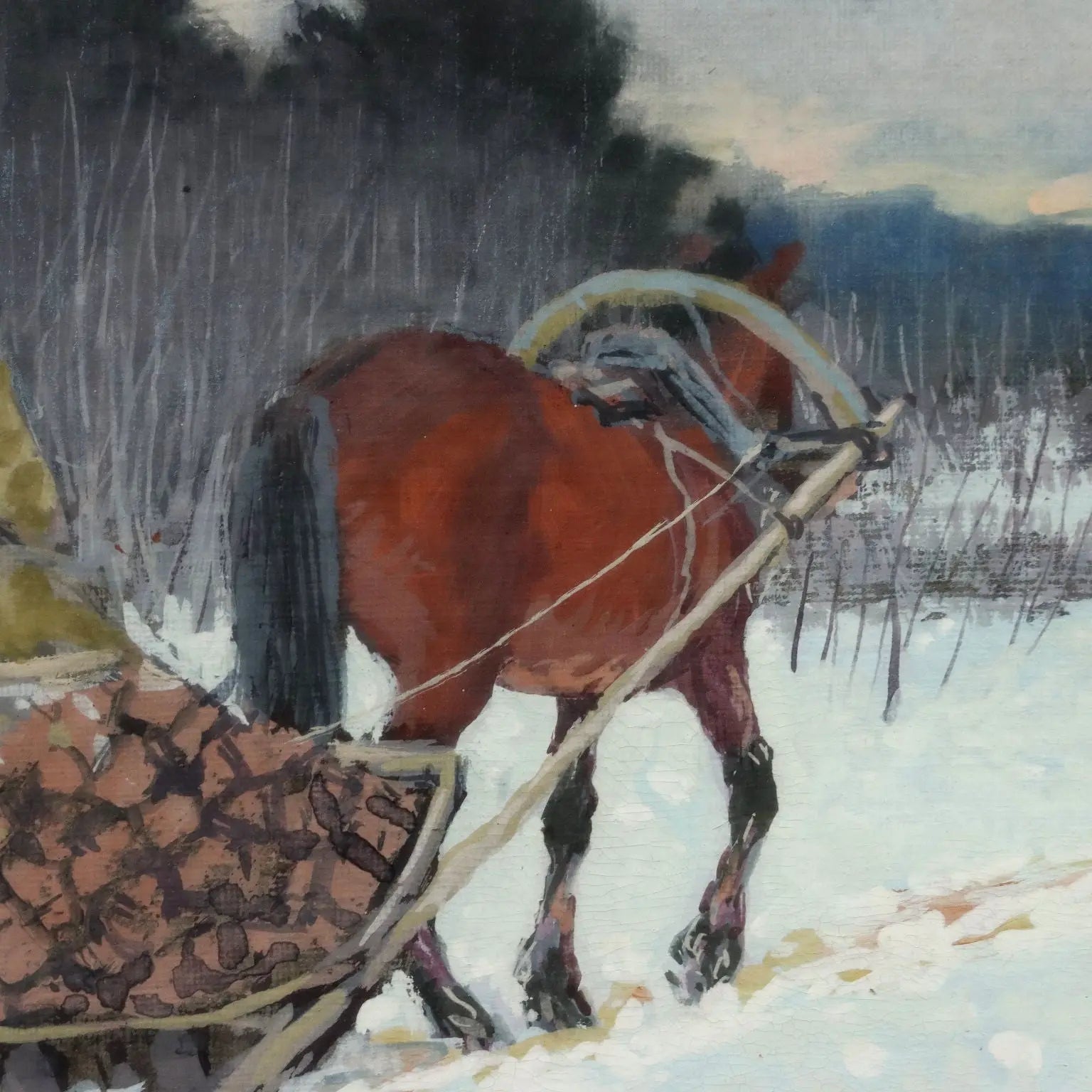 Modern Painting Andrei Afanas' evich Egorov Sleigh on the Snow '900 - Sledding on the Snow | Art | 20th Century