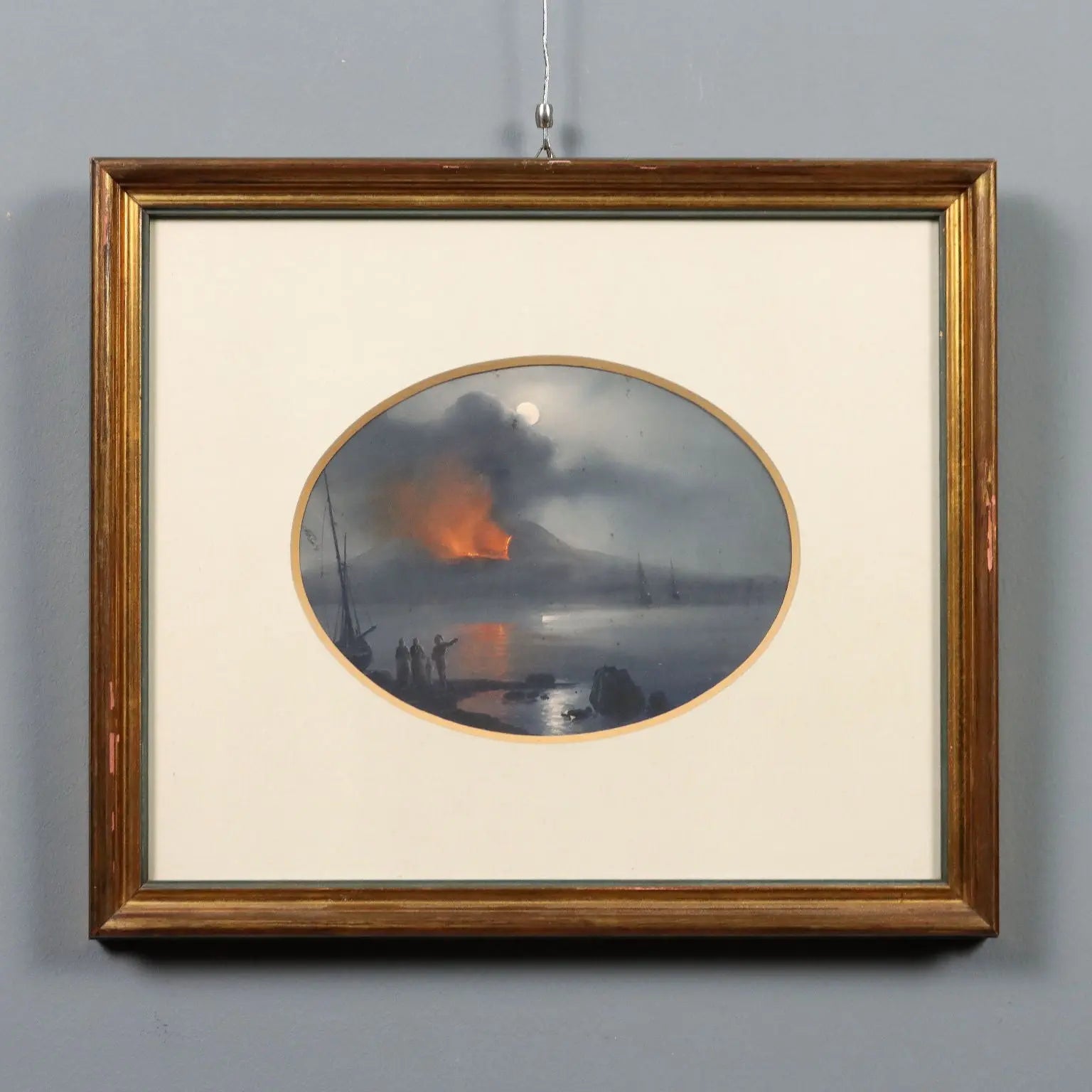 Modern Painting The Eruption of Vesuvius Gouache on Cardboard '900 | Art | 20th Century