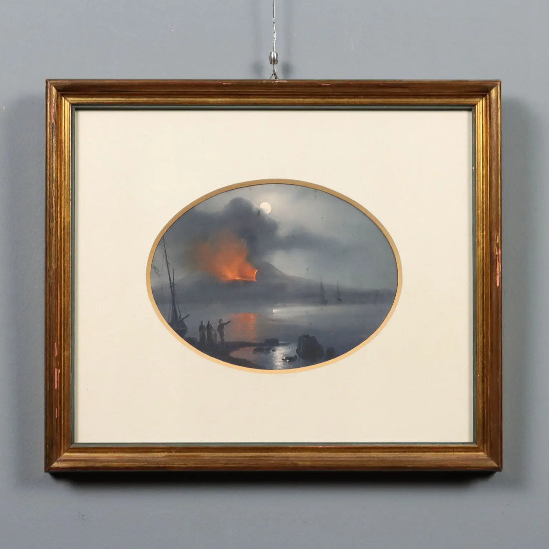 Modern Painting The Eruption of Vesuvius Gouache on Cardboard '900 | Art | 20th Century