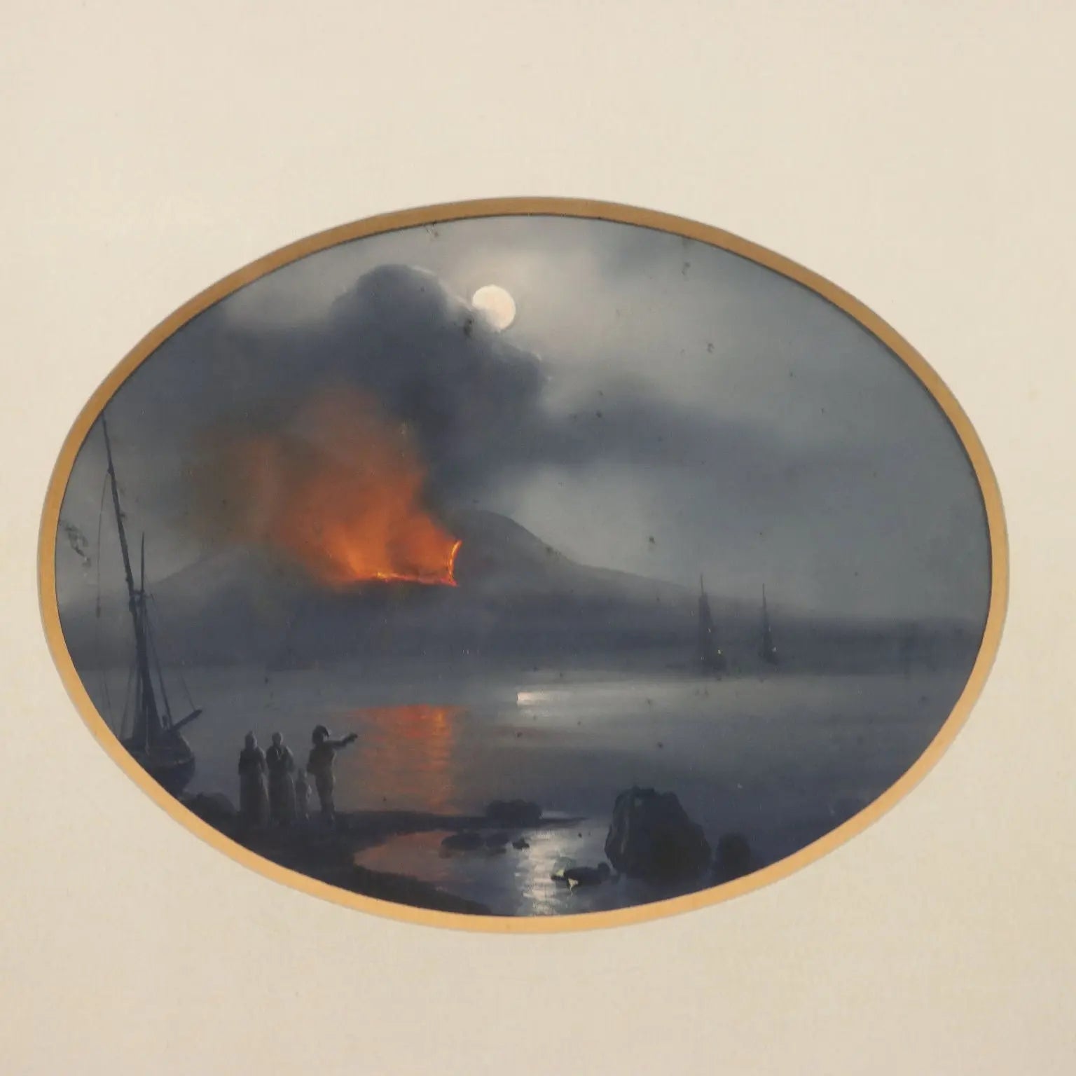 Modern Painting The Eruption of Vesuvius Gouache on Cardboard '900 | Art | 20th Century