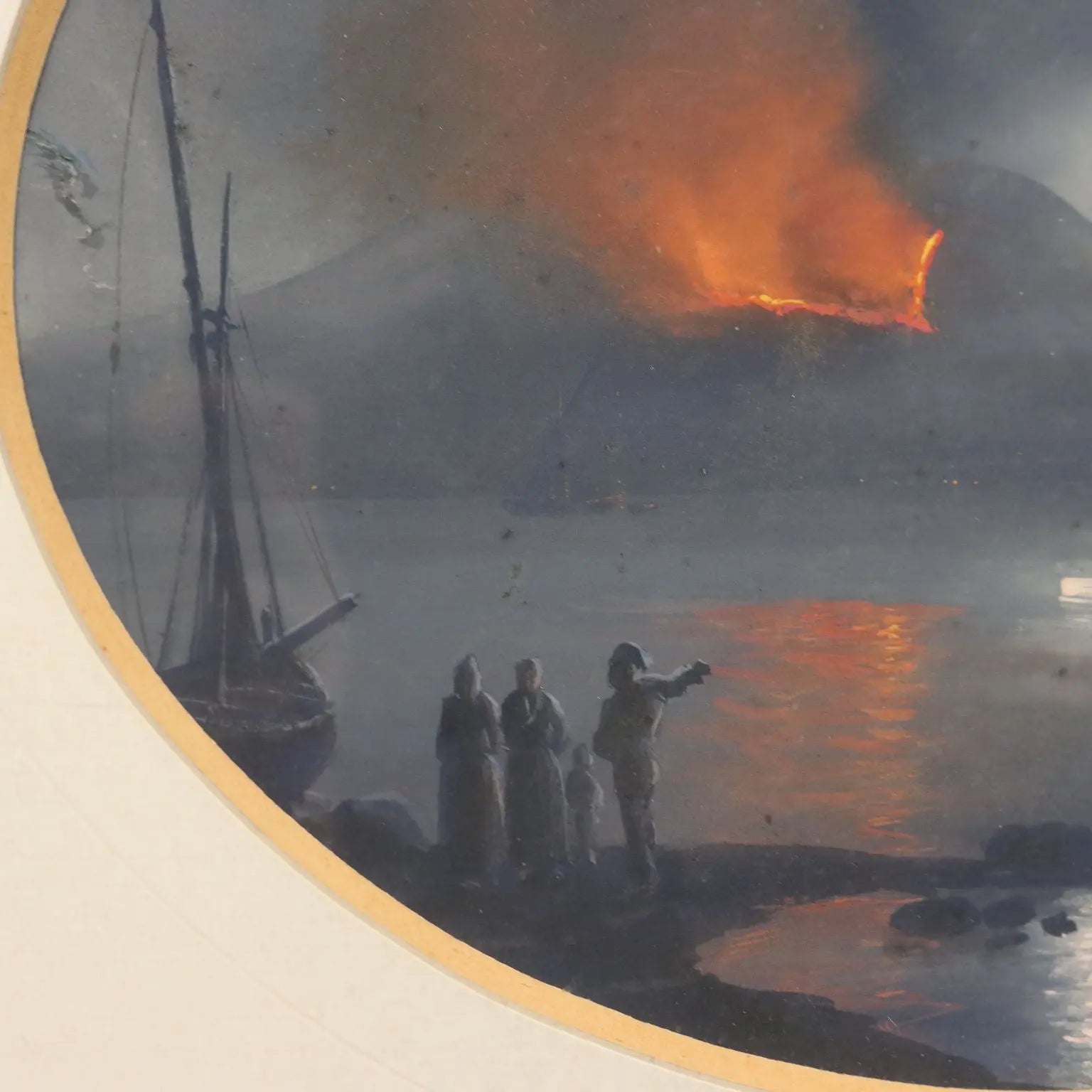 Modern Painting The Eruption of Vesuvius Gouache on Cardboard '900 | Art | 20th Century
