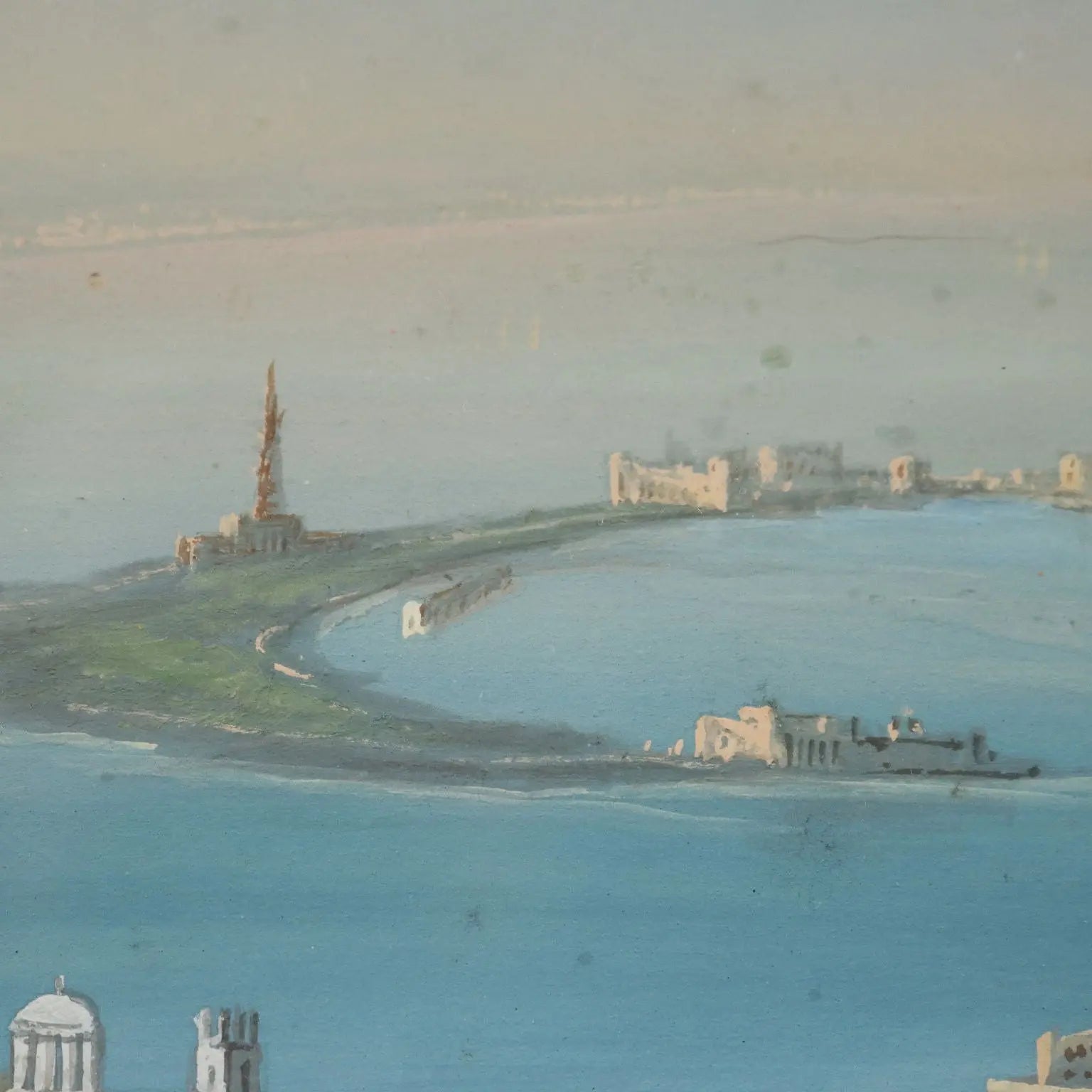 Modern Painting Sea Glimpse Tempera on Cardboard XX Century | Art | 20th Century