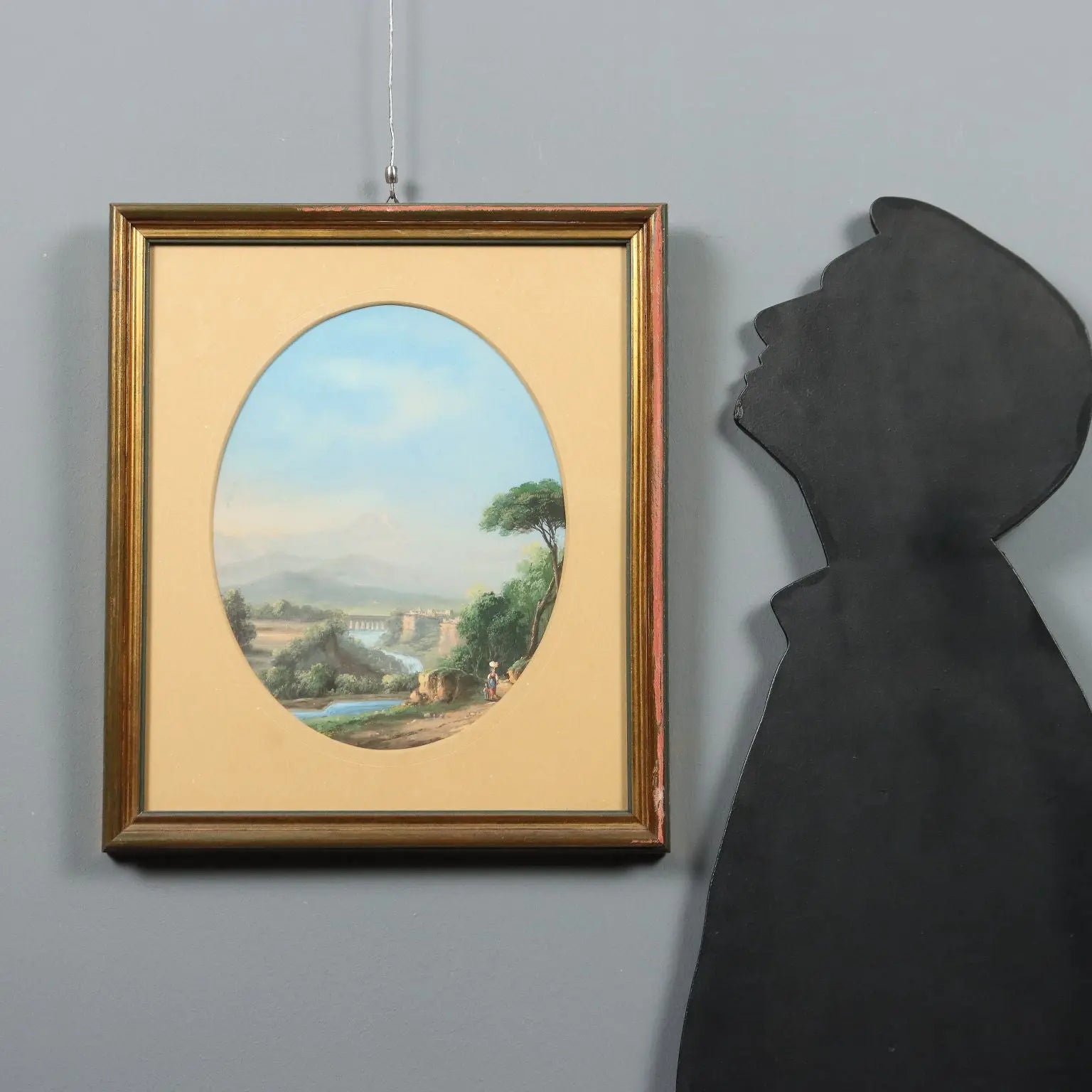 Modern Painting Landscape with Figures Tempera on Cardboard '900 | Art | 20th Century