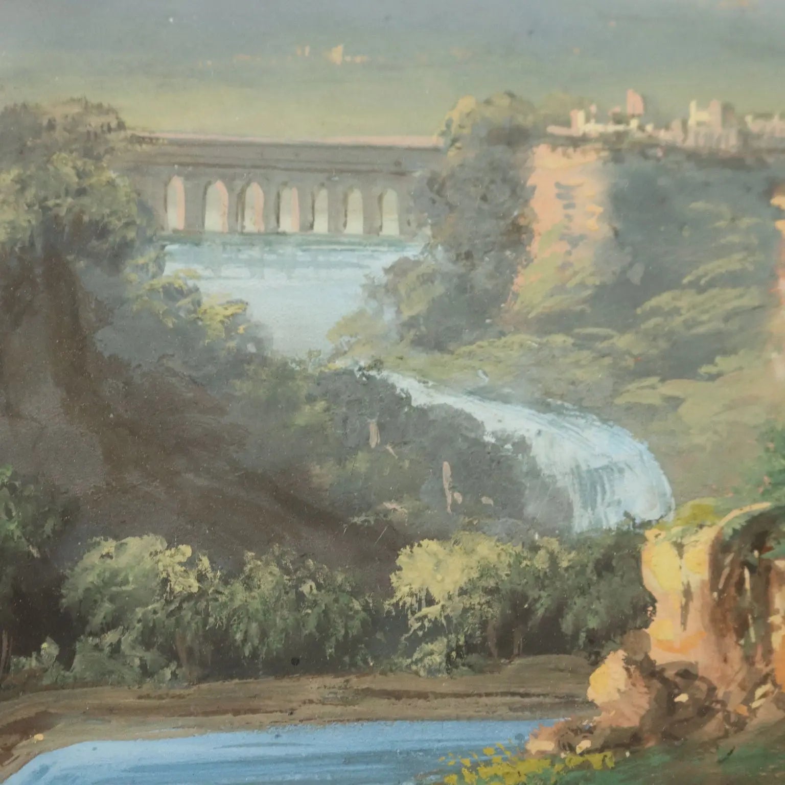 Modern Painting Landscape with Figures Tempera on Cardboard '900 | Art | 20th Century