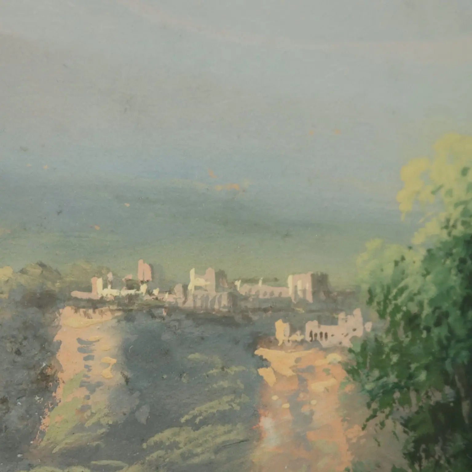 Modern Painting Landscape with Figures Tempera on Cardboard '900 | Art | 20th Century