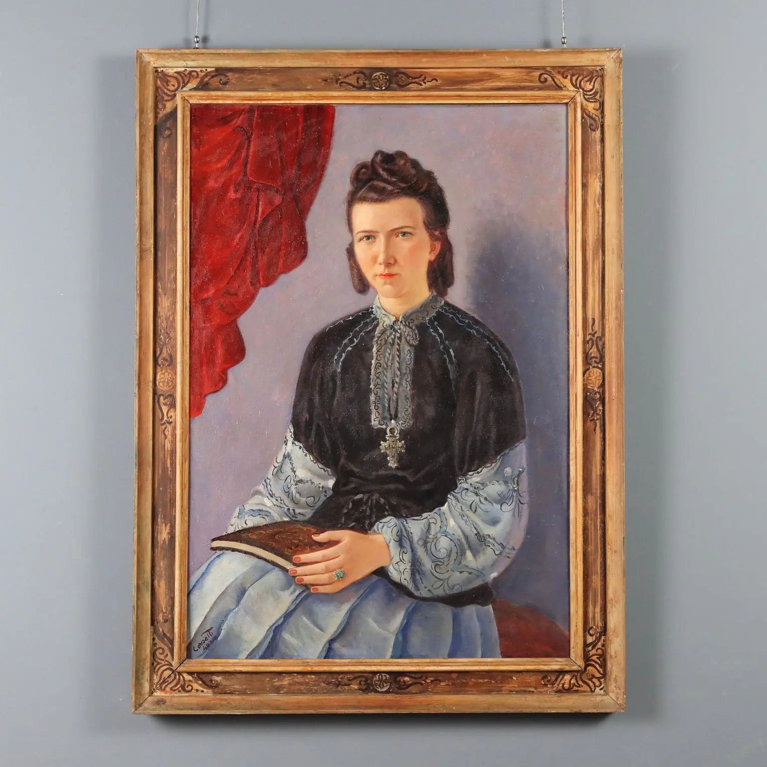 Modern Painting Signed Attilio Corsetti Oil on Canvas Italy 1940s