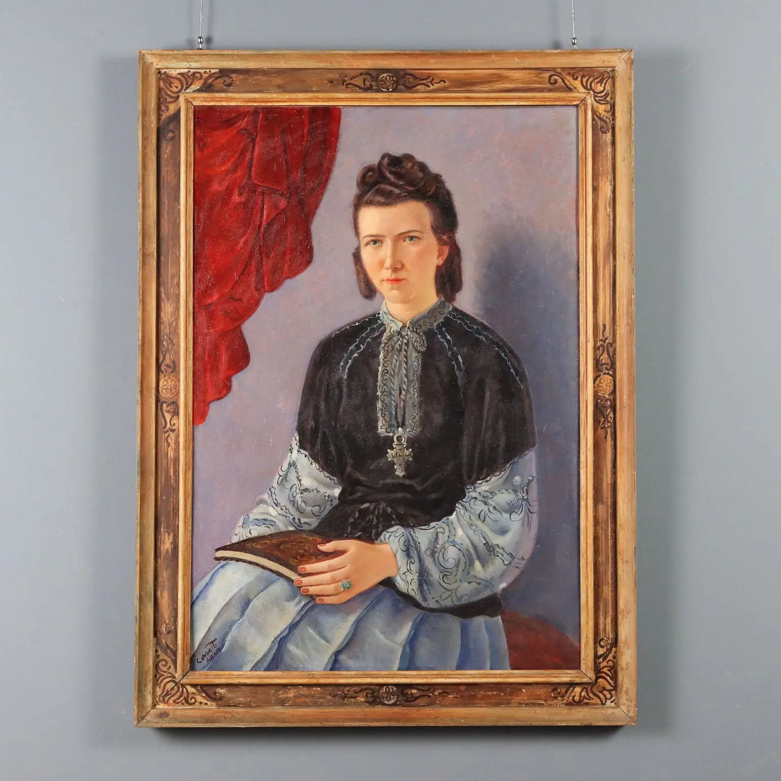 Modern Painting Signed Attilio Corsetti Oil on Canvas Italy 1940s