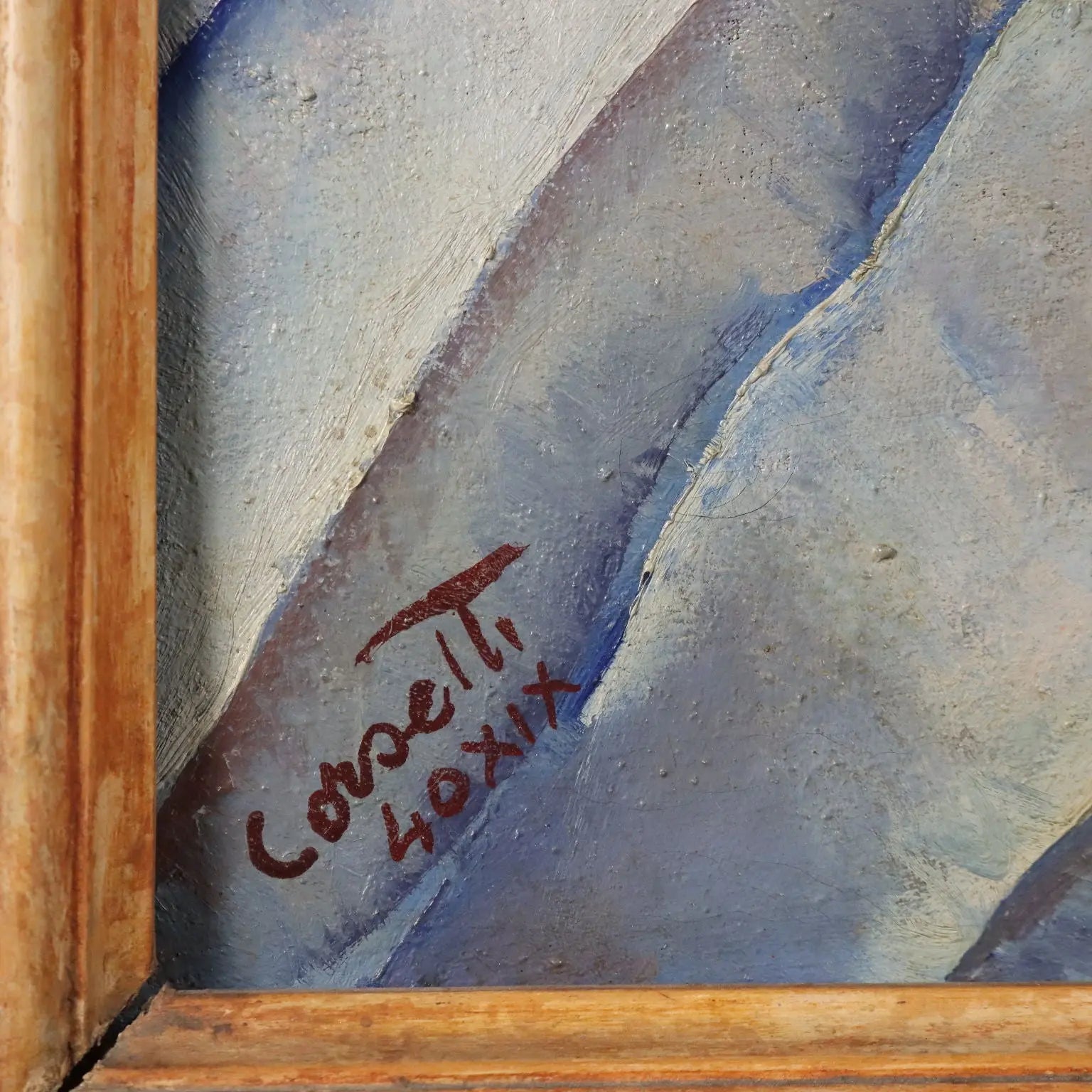 Modern Painting Signed Attilio Corsetti Oil on Canvas Italy 1940s