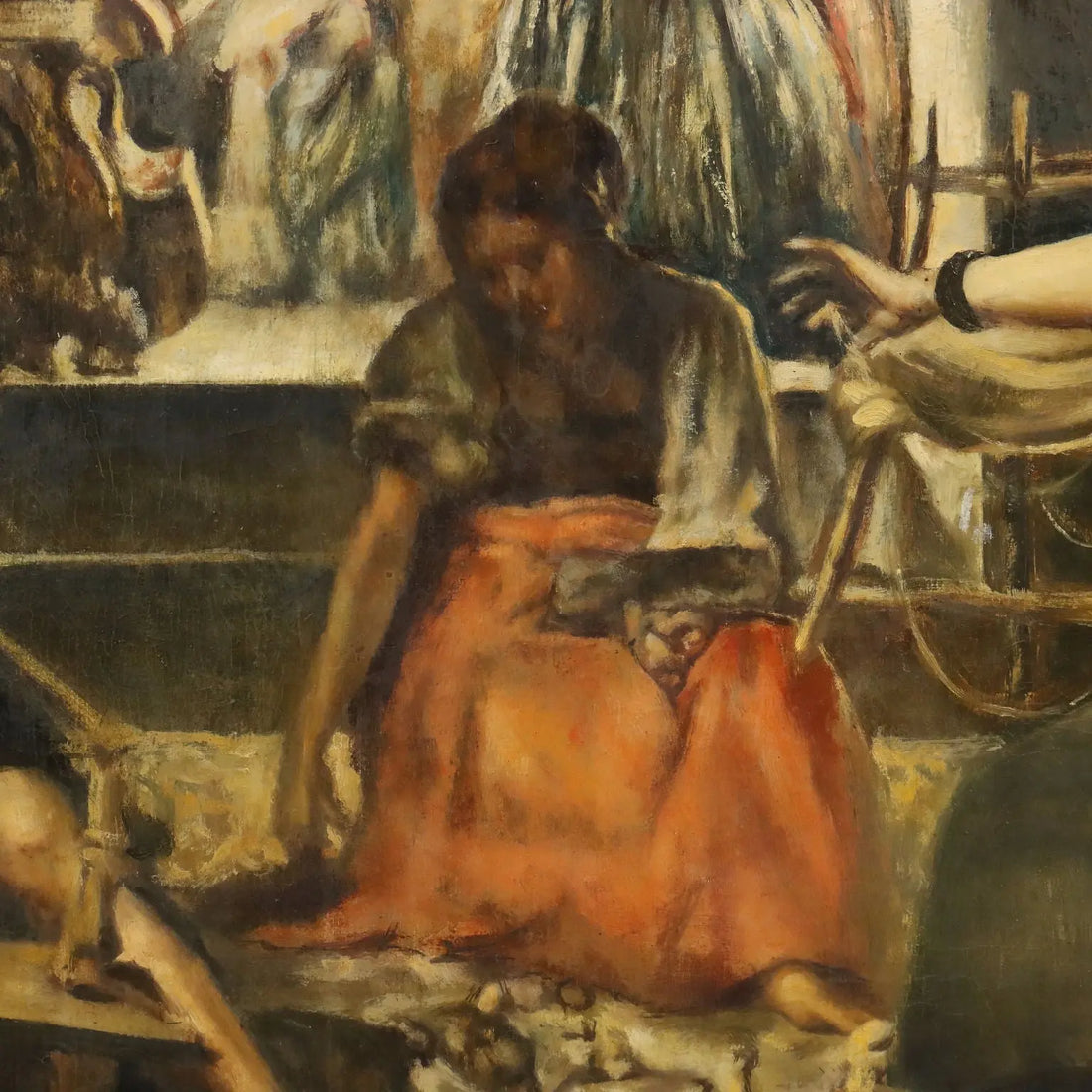 Modern Painting The Spinners Copy from Velazquez XX Century