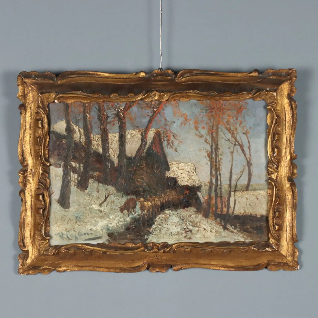 Modern Painting Signed Vittorio Cajani Landscape Oil on Hardboard