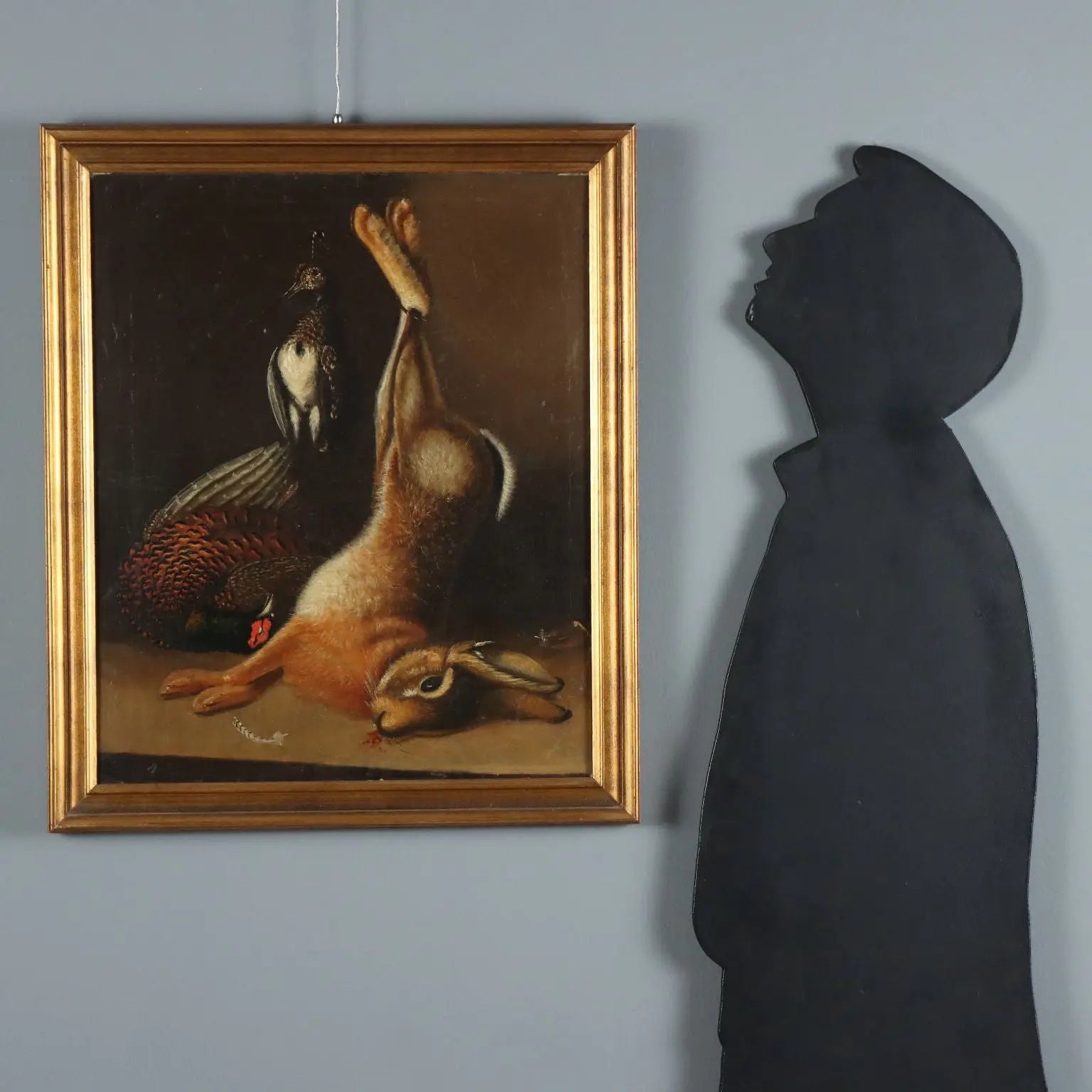 Antique Painting Still Life with Game Oil on Canvas XX Century