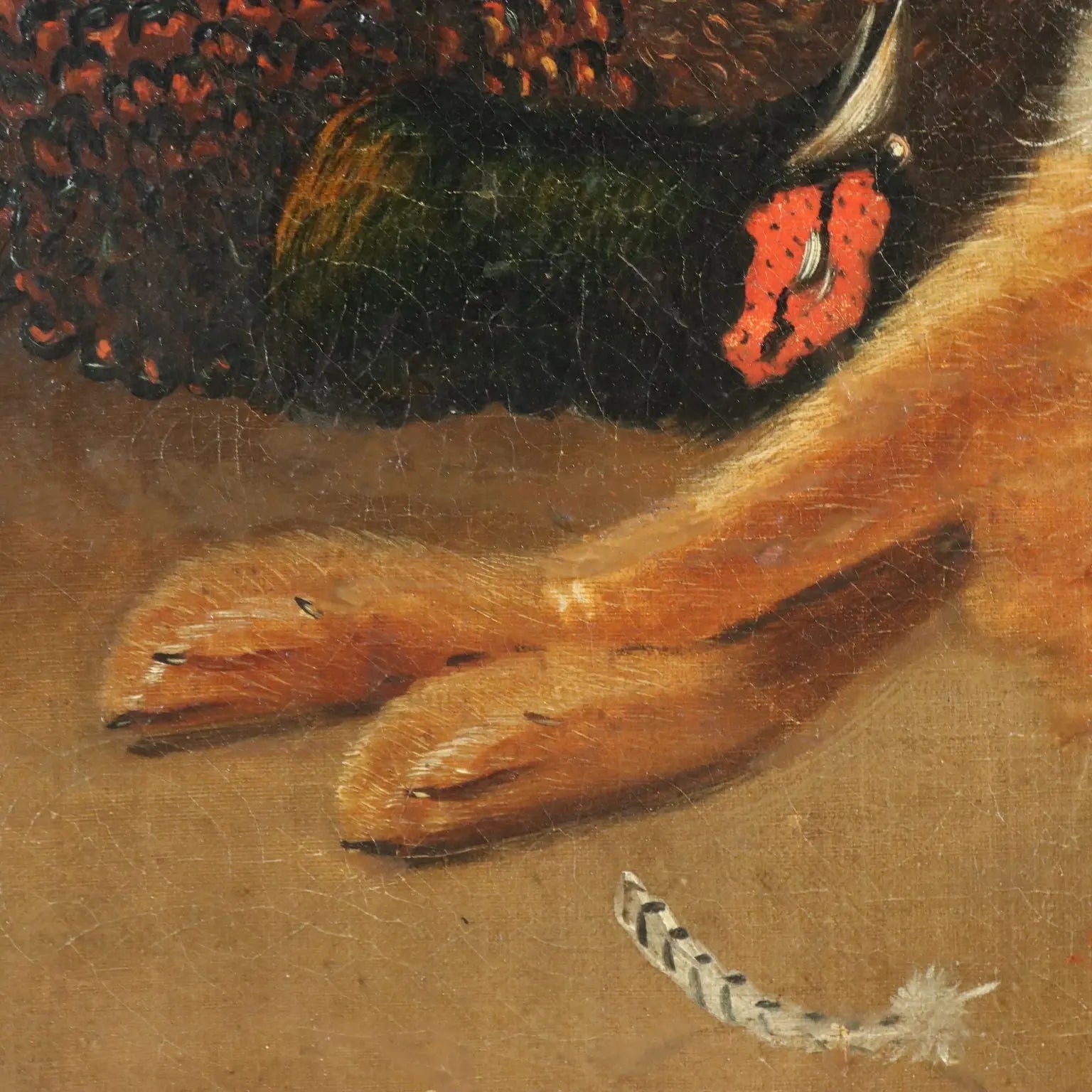 Antique Painting Still Life with Game Oil on Canvas XX Century