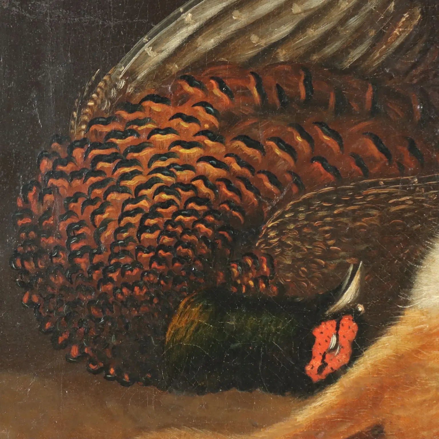 Antique Painting Still Life with Game Oil on Canvas XX Century