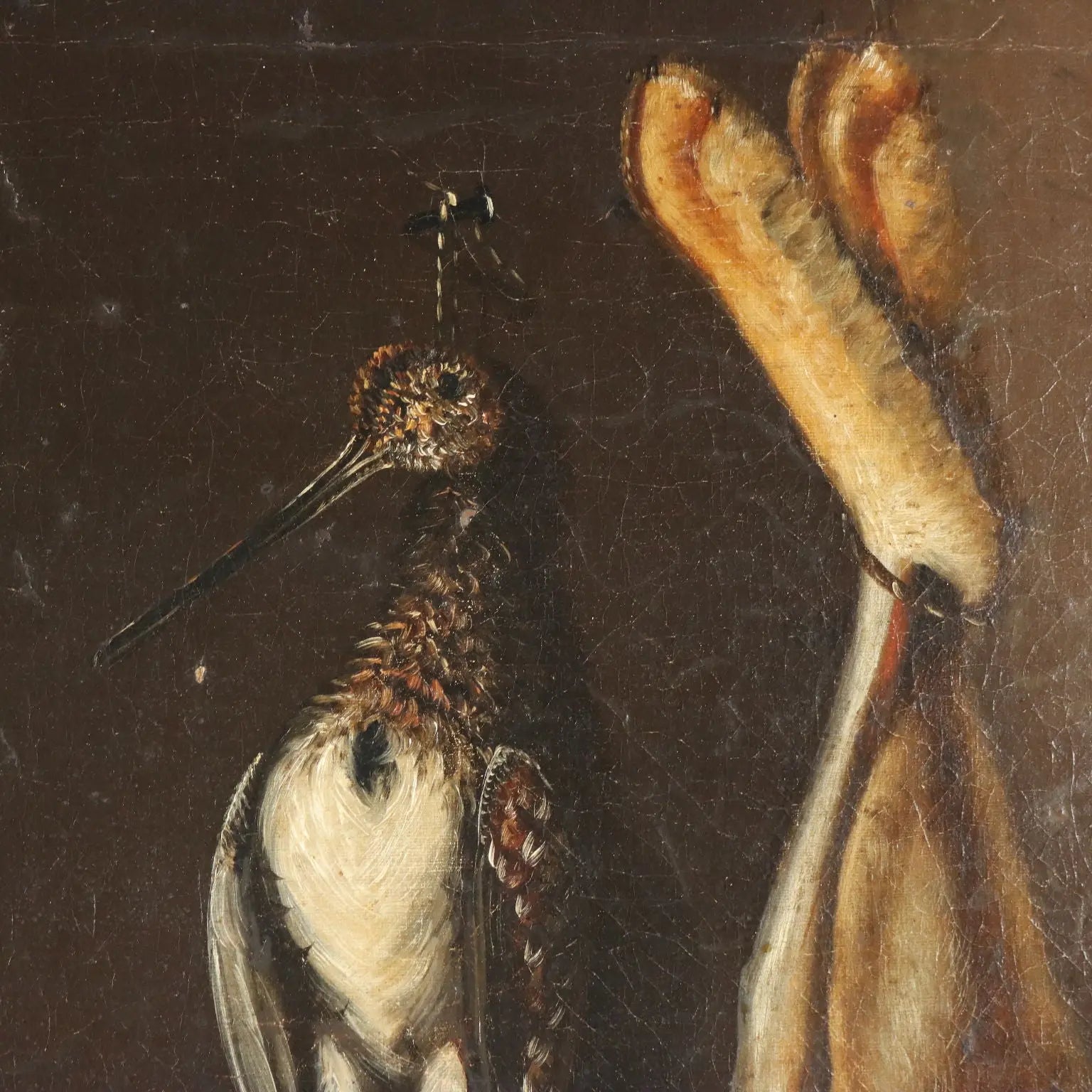 Antique Painting Still Life with Game Oil on Canvas XX Century