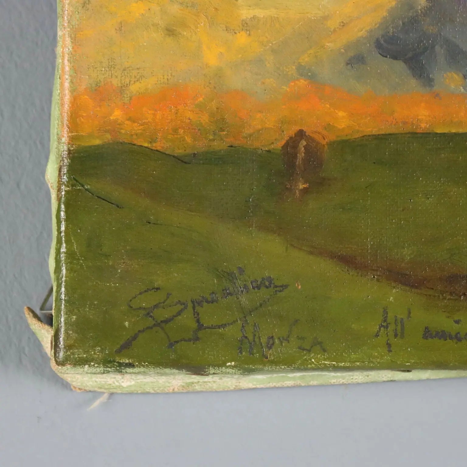 Antique Painting Signed E. Spreafico Oil on Canvas Italy XIX Century