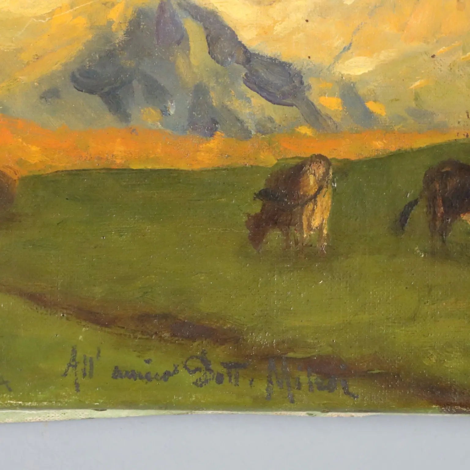 Antique Painting Signed E. Spreafico Oil on Canvas Italy XIX Century
