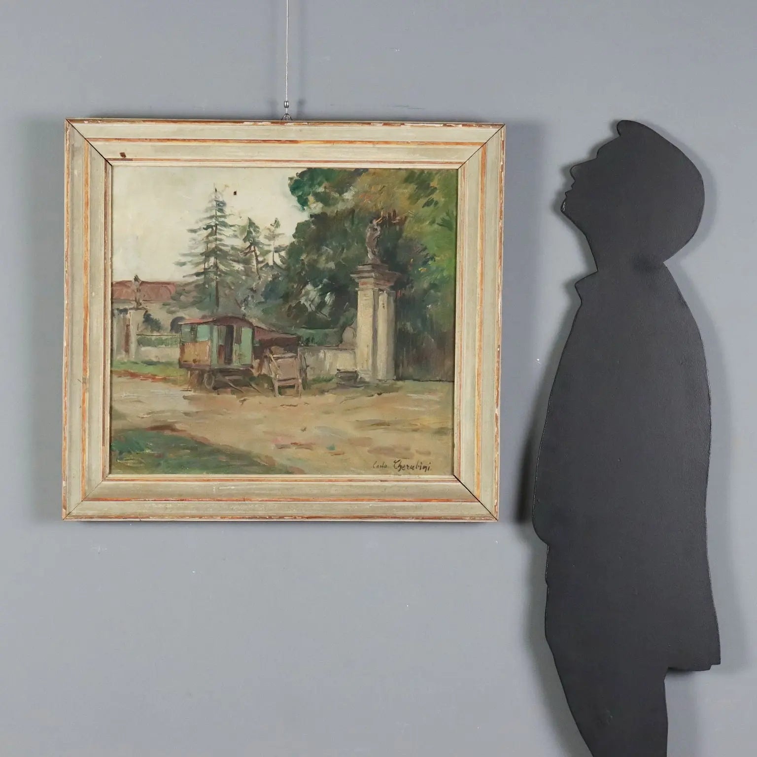 Antique Painting Signed Carlo Cherubini Oil on Canvas XX Century
