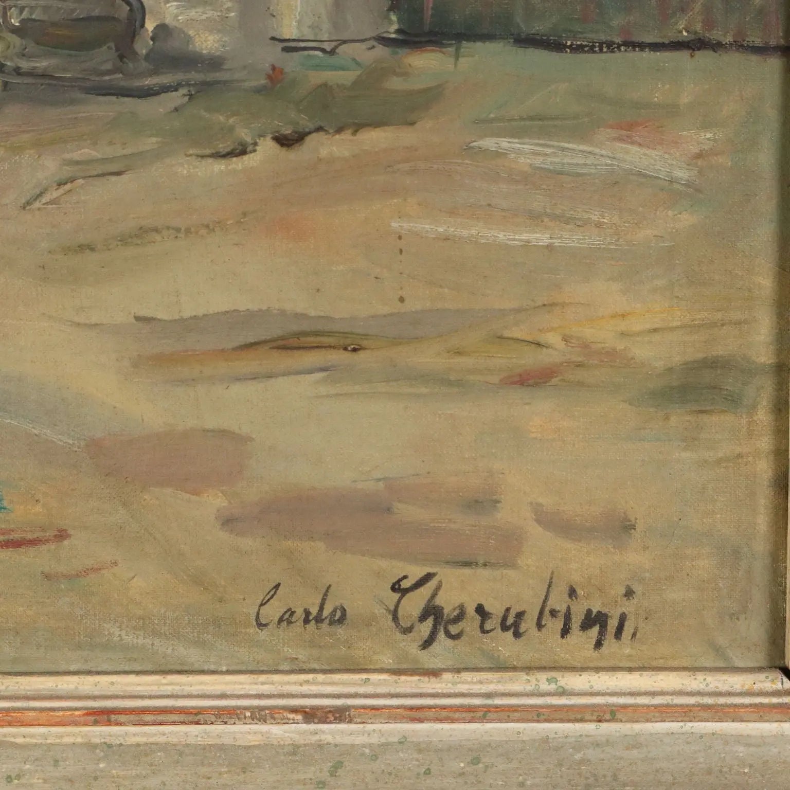 Antique Painting Signed Carlo Cherubini Oil on Canvas XX Century