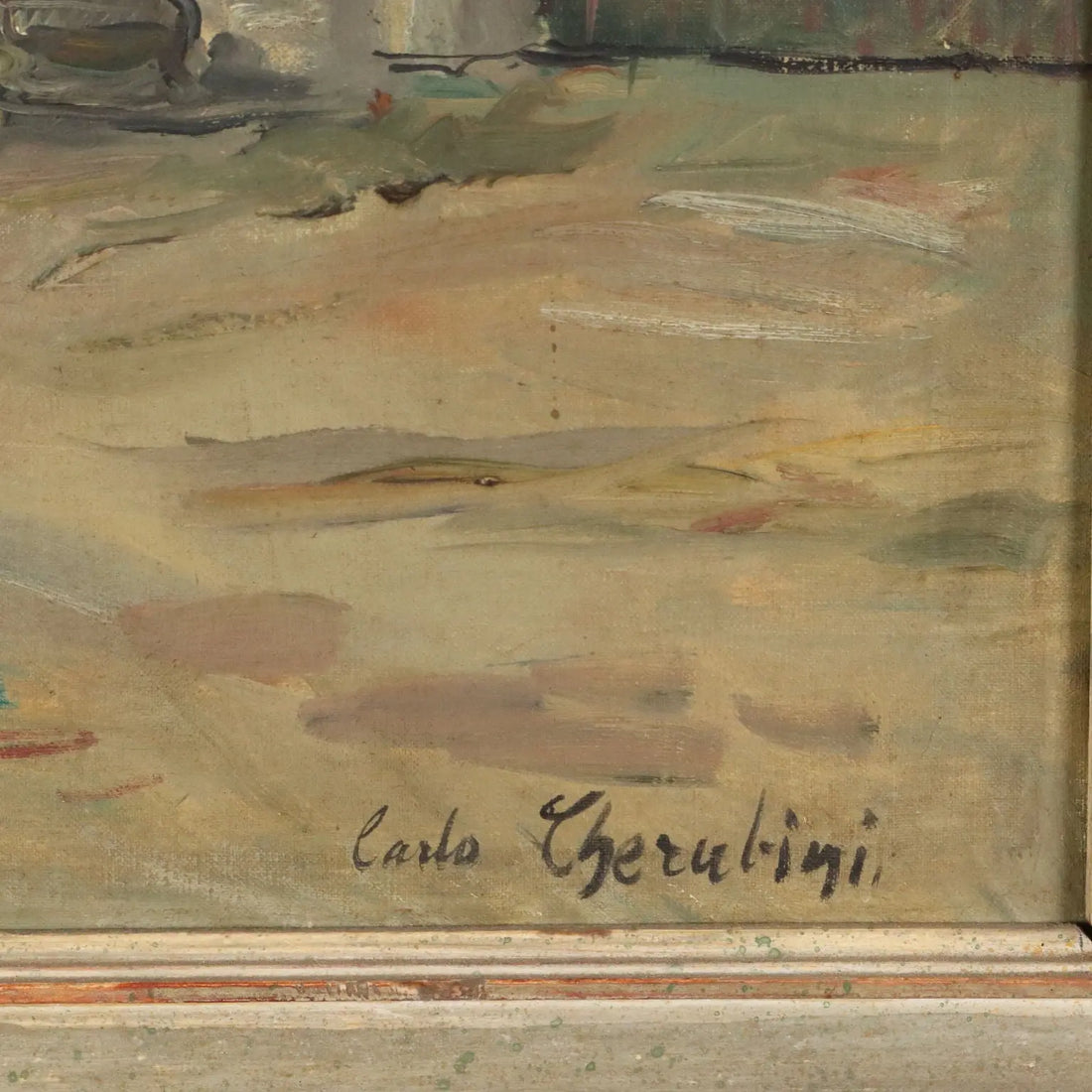 Antique Painting Signed Carlo Cherubini Oil on Canvas XX Century