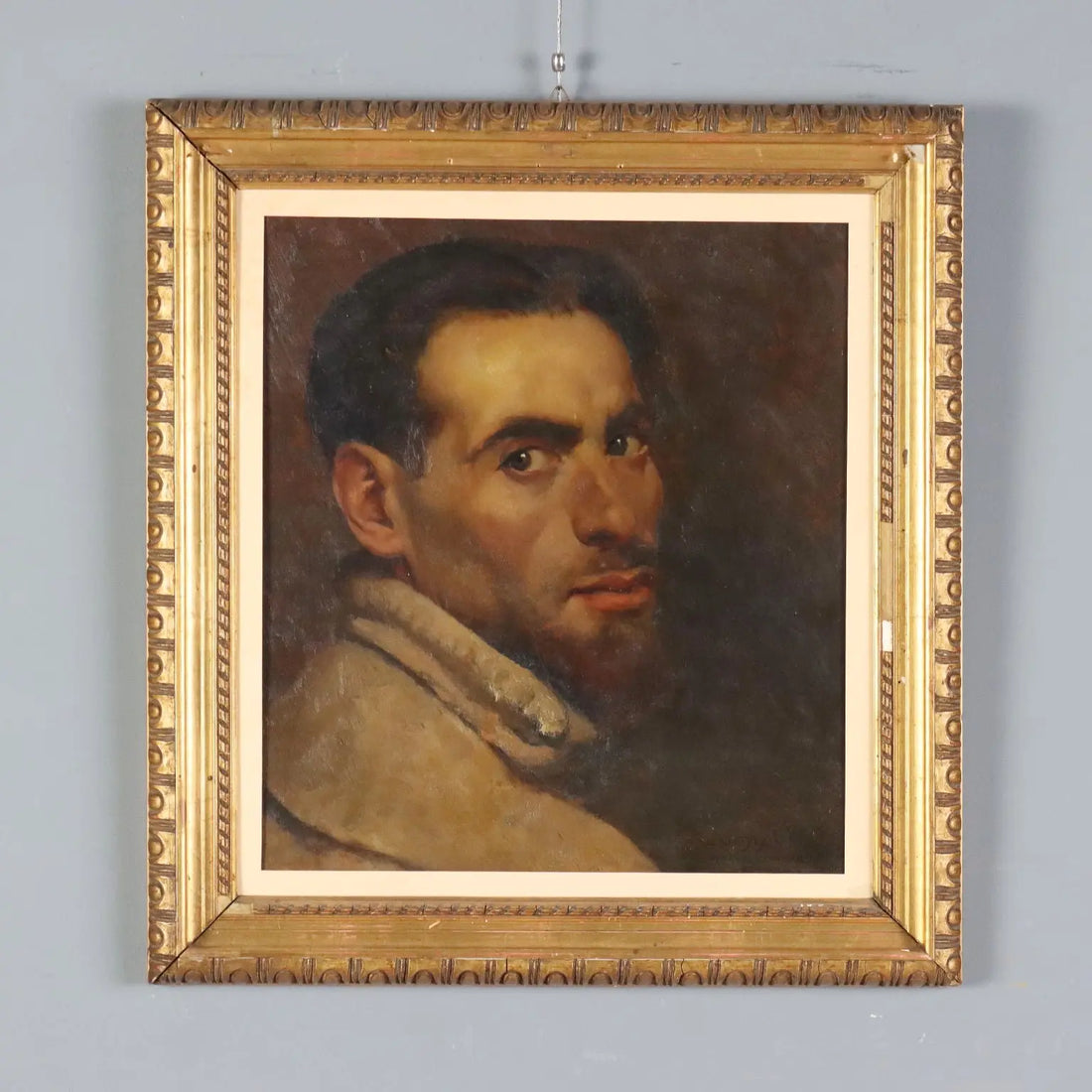 Modern Painting Self-Portrait of G. Vito Musitelli Oil on Board 1929