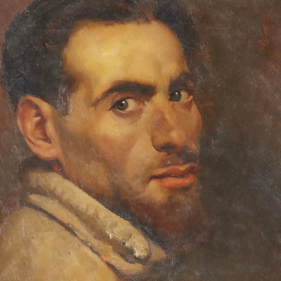 Modern Painting Self-Portrait of G. Vito Musitelli Oil on Board 1929