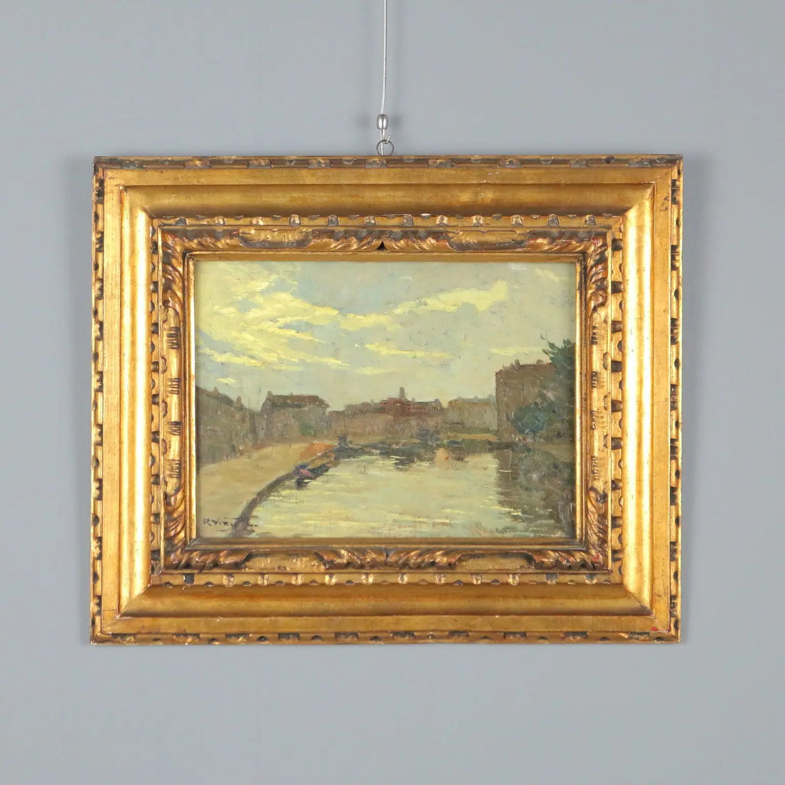 Antique Painting Signed Riccardo Viriglio Oil on Cardboard XX Century