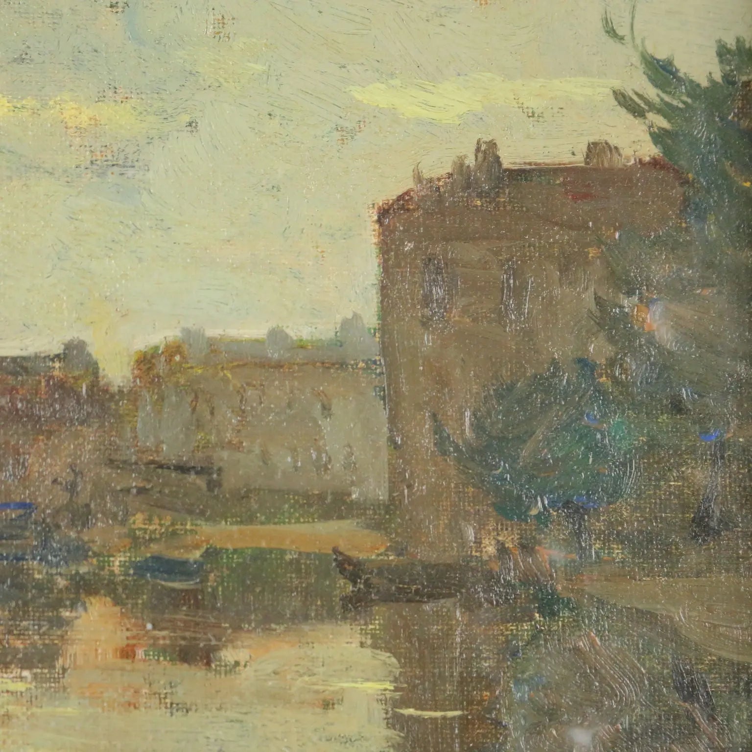 Antique Painting Signed Riccardo Viriglio Oil on Cardboard XX Century