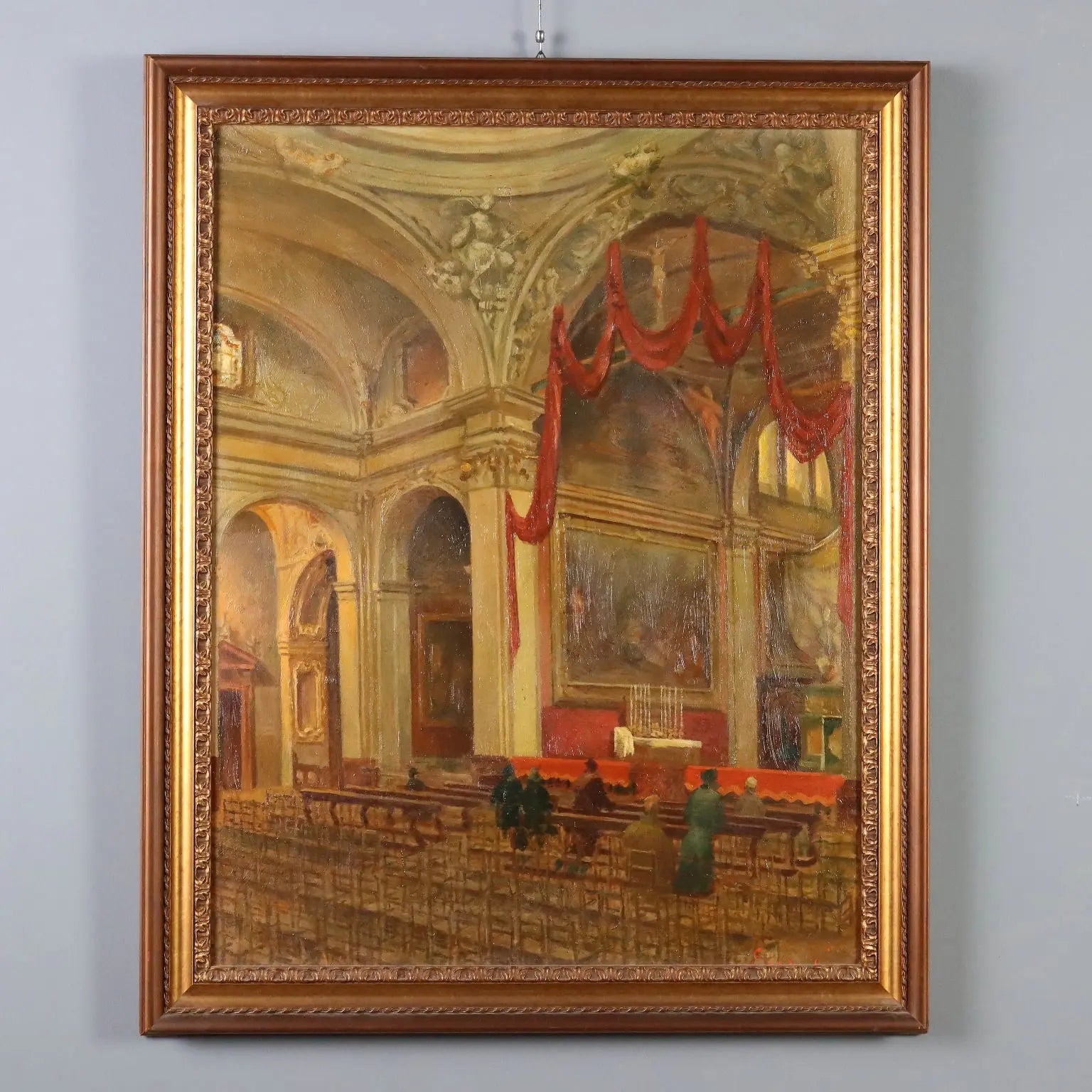 Modern Painting Interior of The Church of San Marco in Milan '900