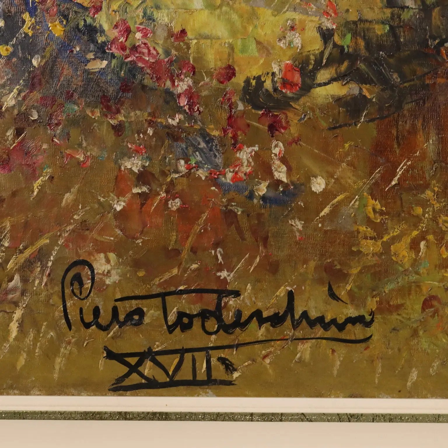 Antique Painting Signed Piero Todeschini Oil on Canvas 1939