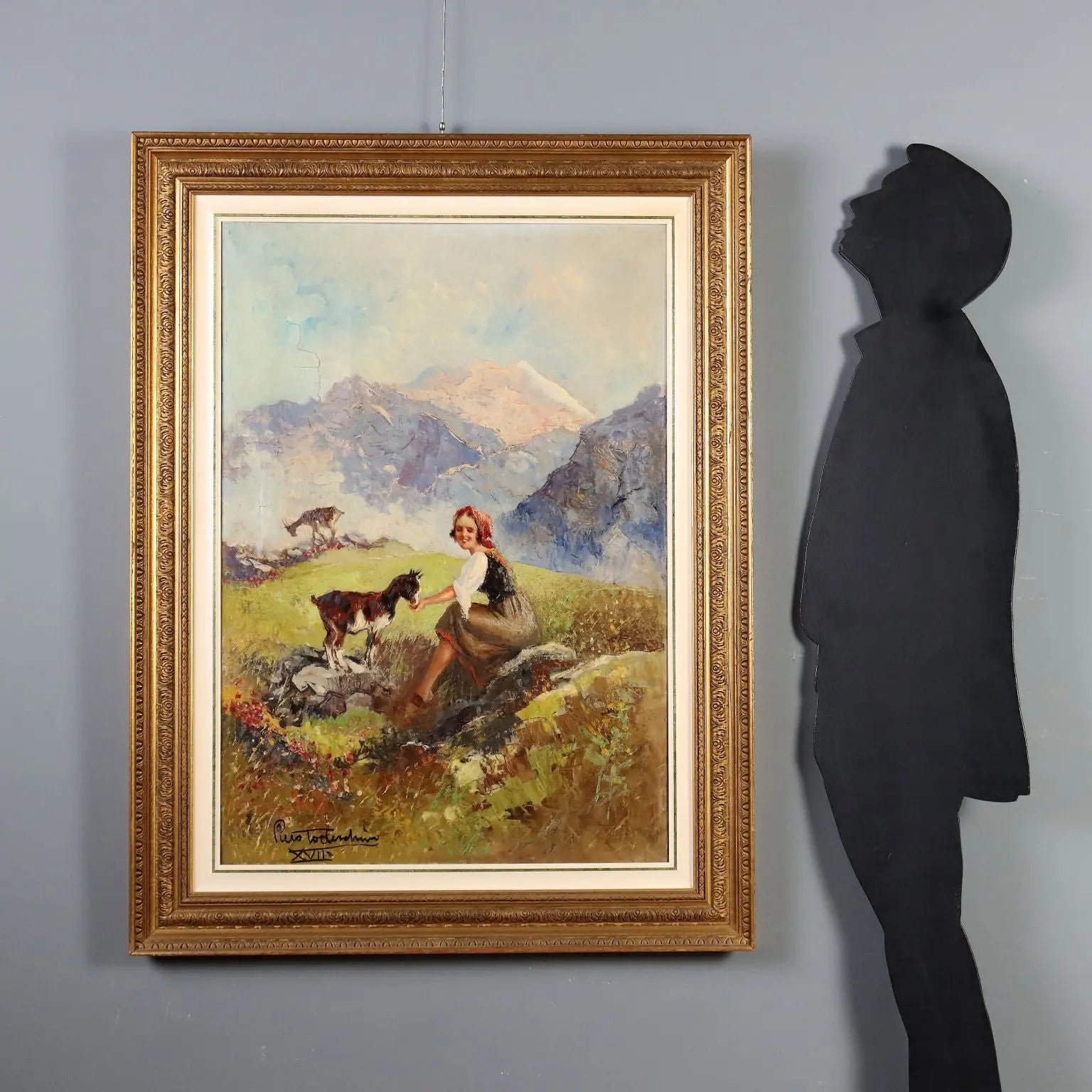 Antique Painting Signed Piero Todeschini Oil on Canvas 1939