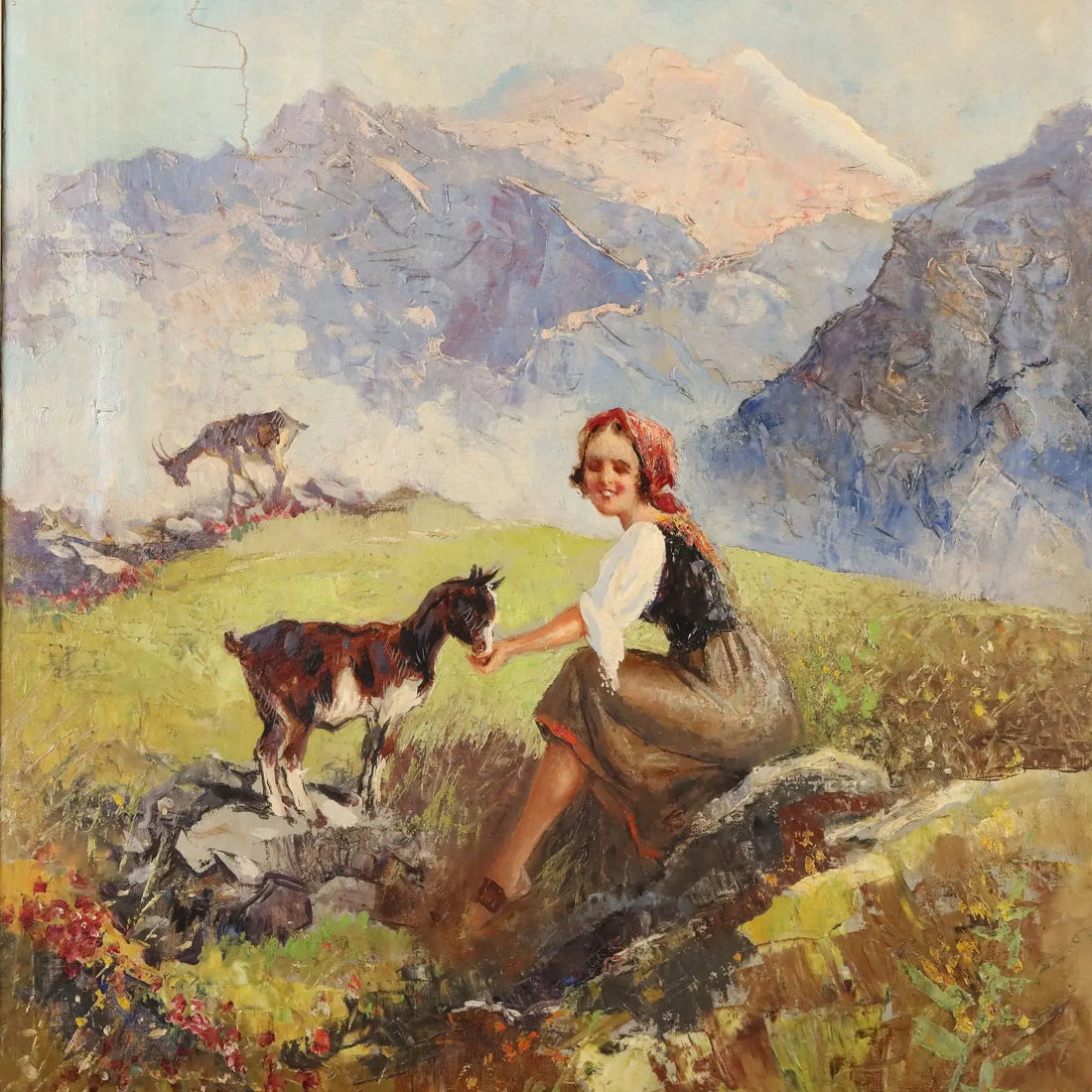 Antique Painting Signed Piero Todeschini Oil on Canvas 1939