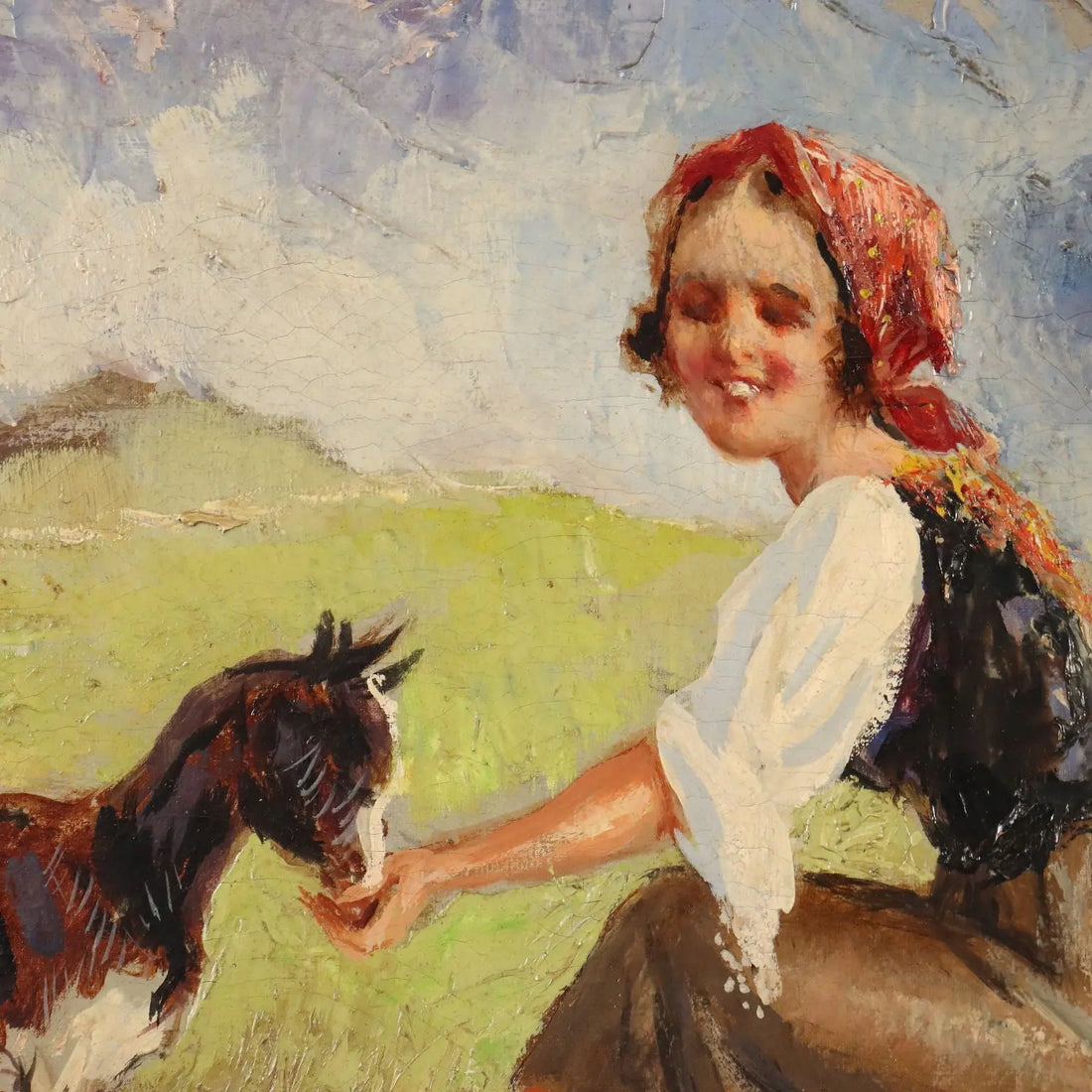 Antique Painting Signed Piero Todeschini Oil on Canvas 1939