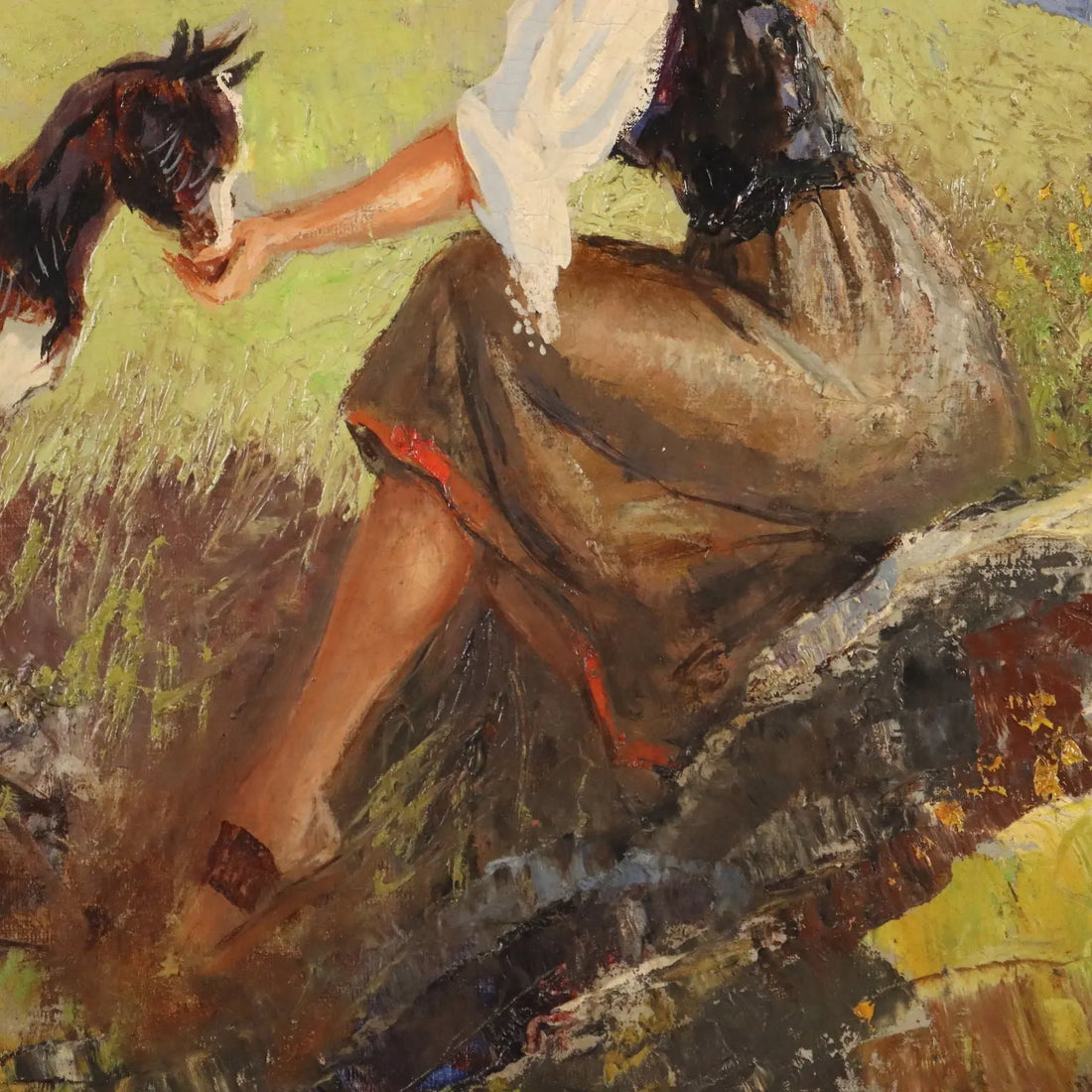 Antique Painting Signed Piero Todeschini Oil on Canvas 1939
