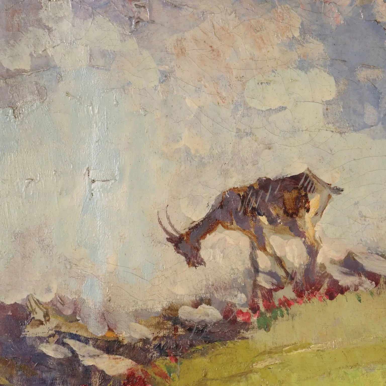 Antique Painting Signed Piero Todeschini Oil on Canvas 1939