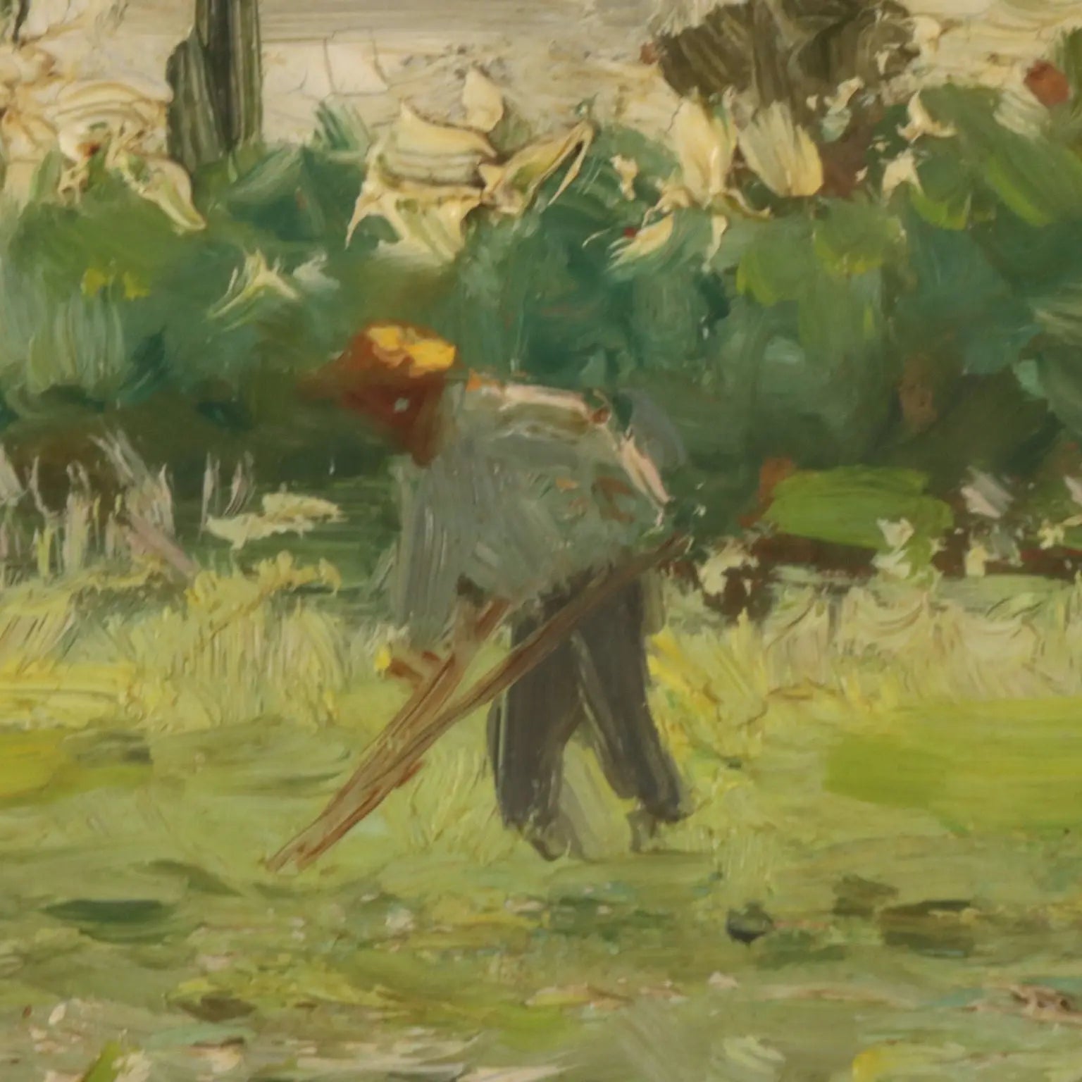Modern Painting Signed Duilio Corompai Landscape with Peasant '900