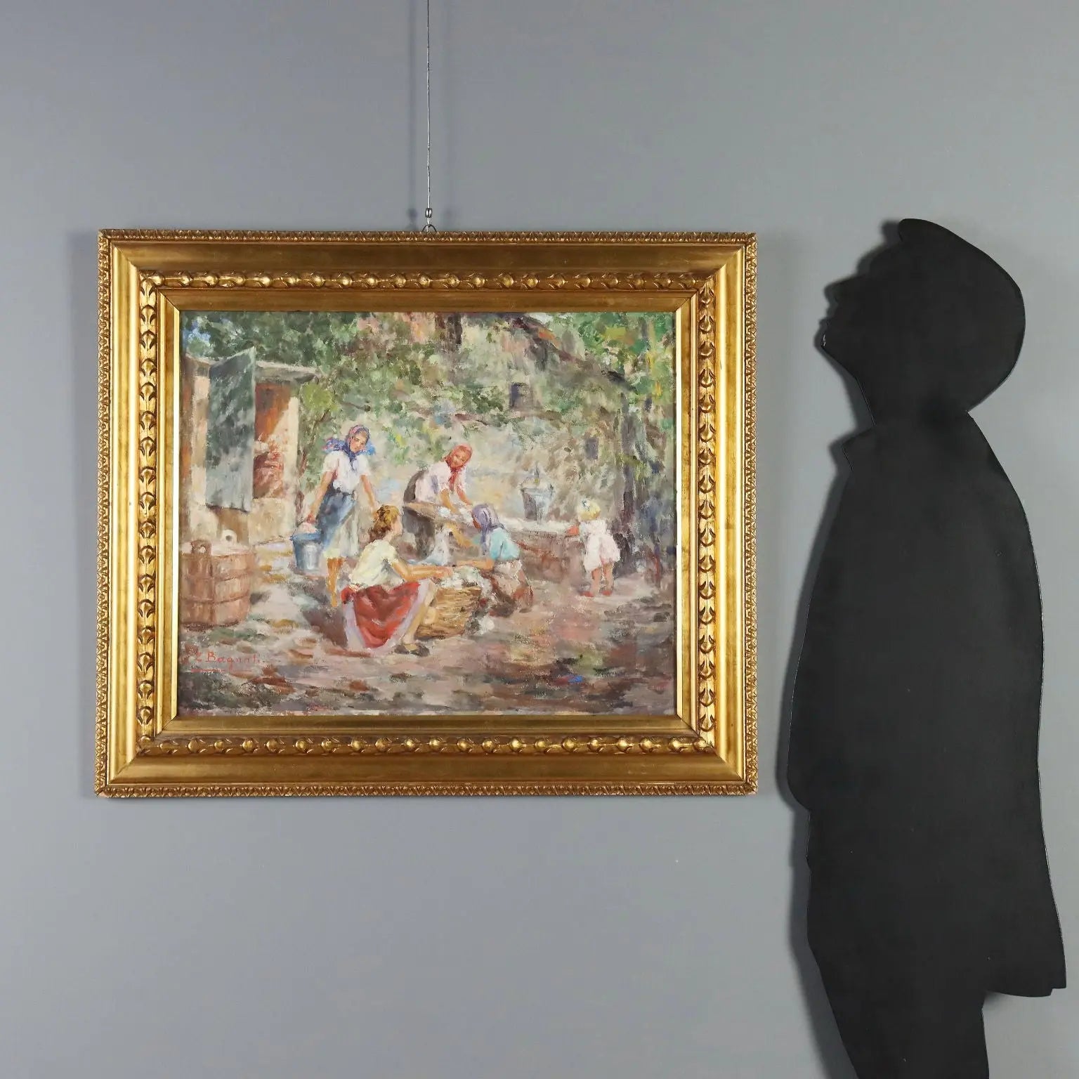 Modern Painting Scene with Women at the Washhouse XX Century