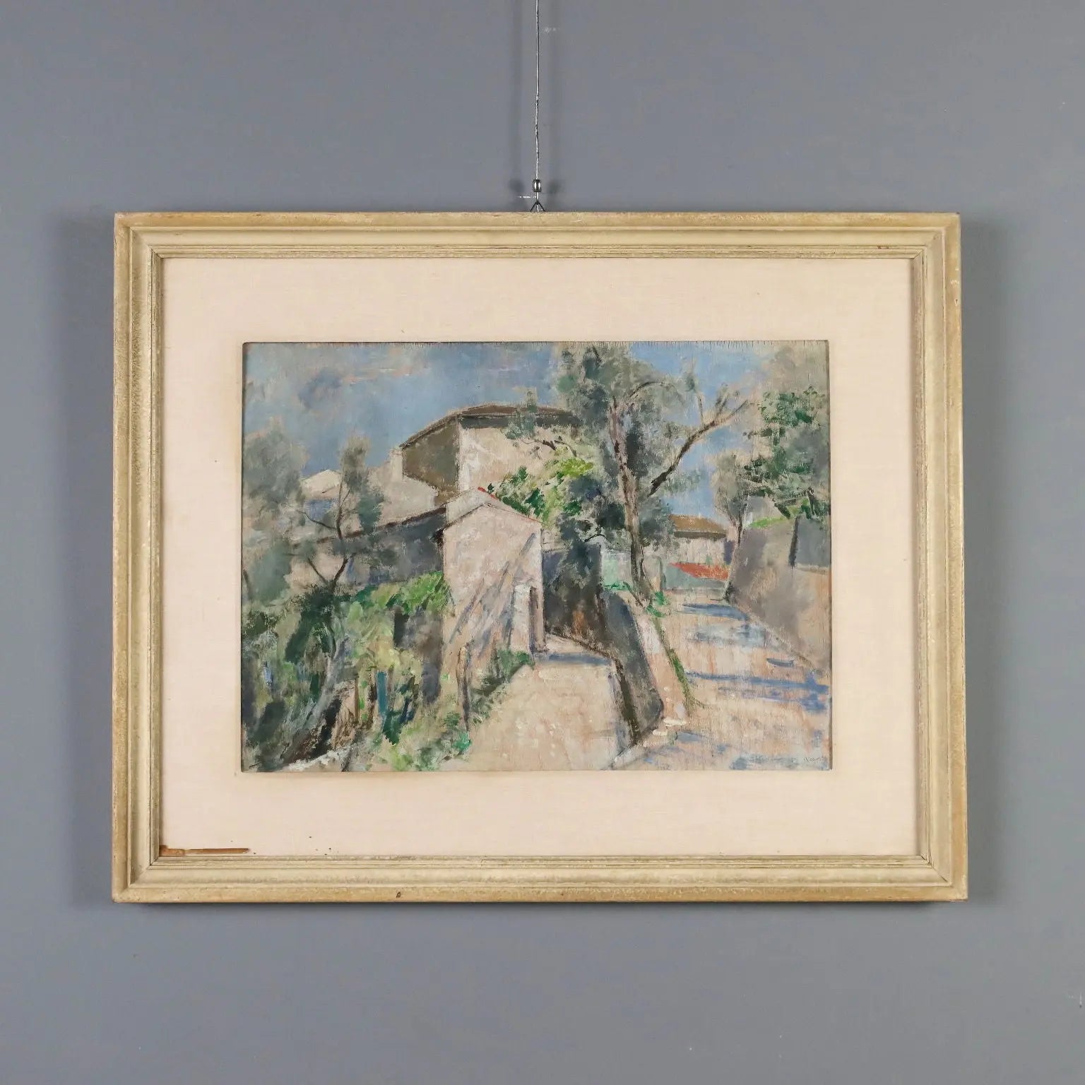 Modern Painting Signed Renzo Biasion Garda Landscape 1953